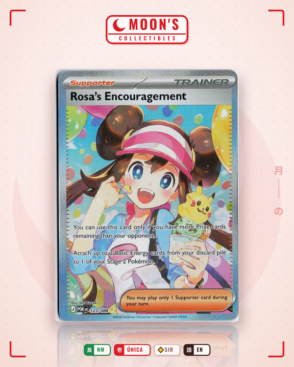 Carta Pokémon Rosa's Encouragement · Perfect Order #123/088 (NM) — pieza única en Moon's Collectibles México