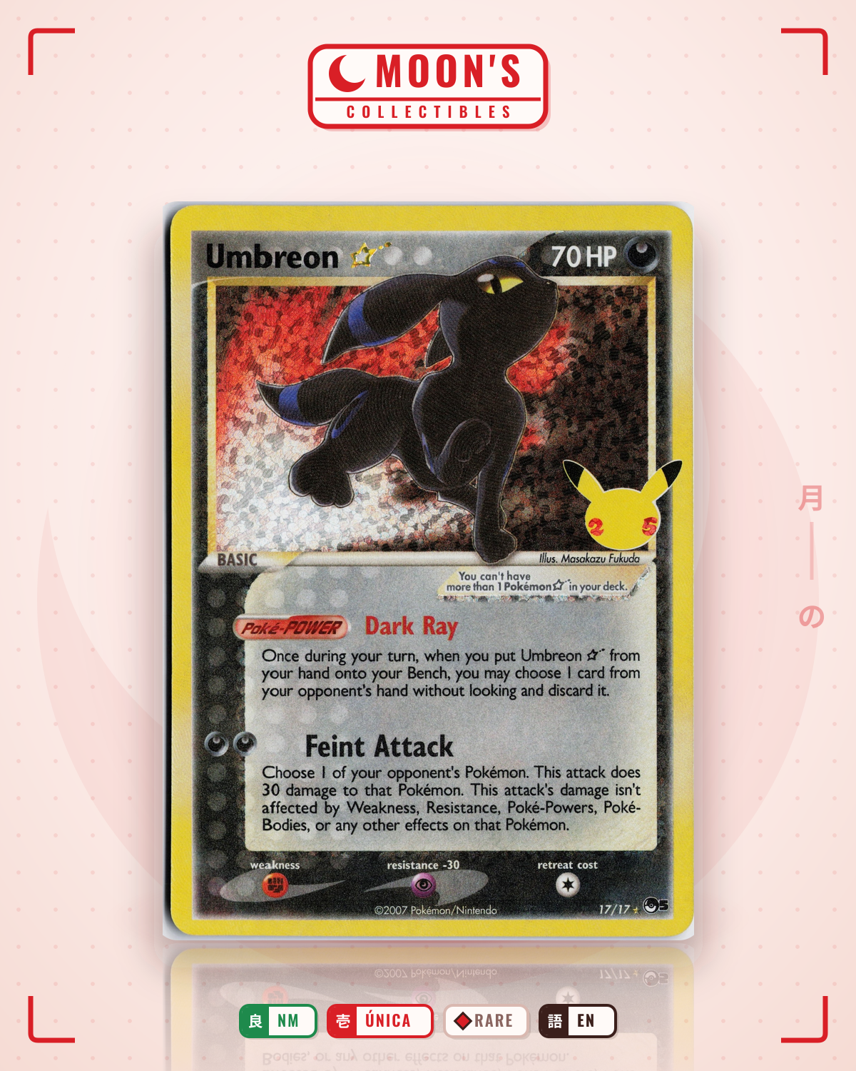 Carta Pokémon Umbreon ☆ · POP Series 5 #17/17 (NM) — pieza única en Moon's Collectibles México