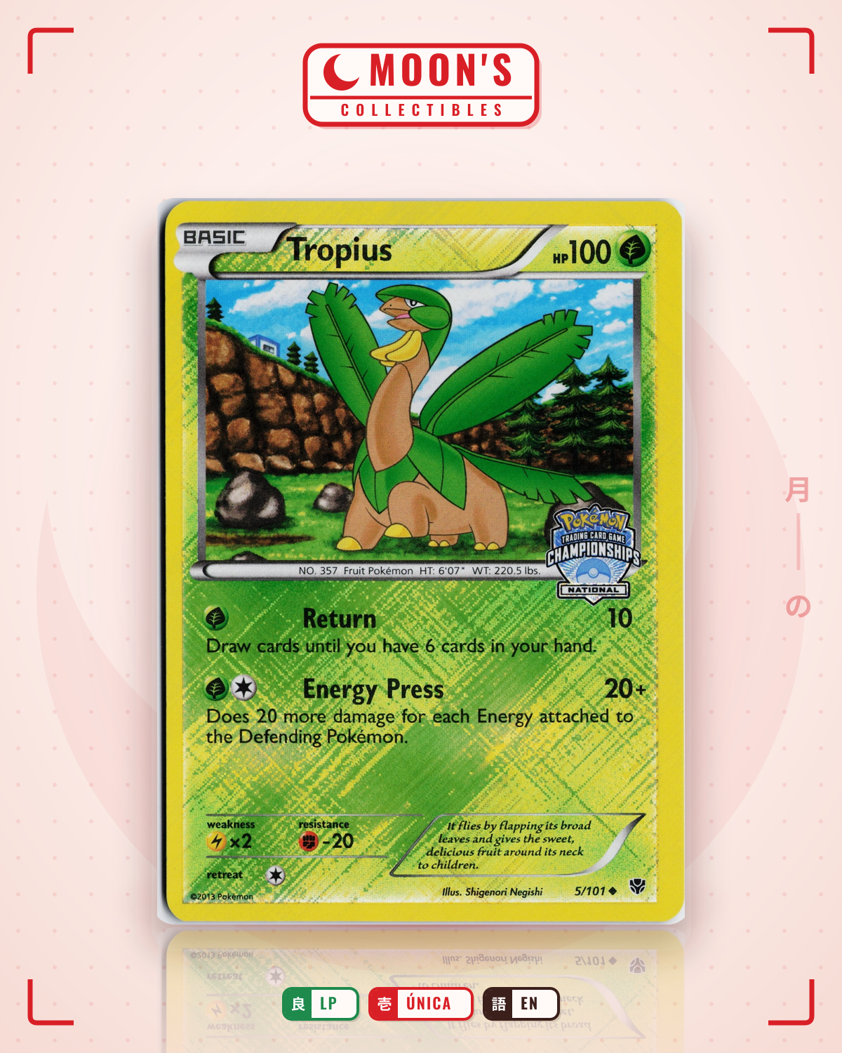 Carta Pokémon Tropius · Plasma Blast #5/101 (LP) — pieza única en Moon's Collectibles México