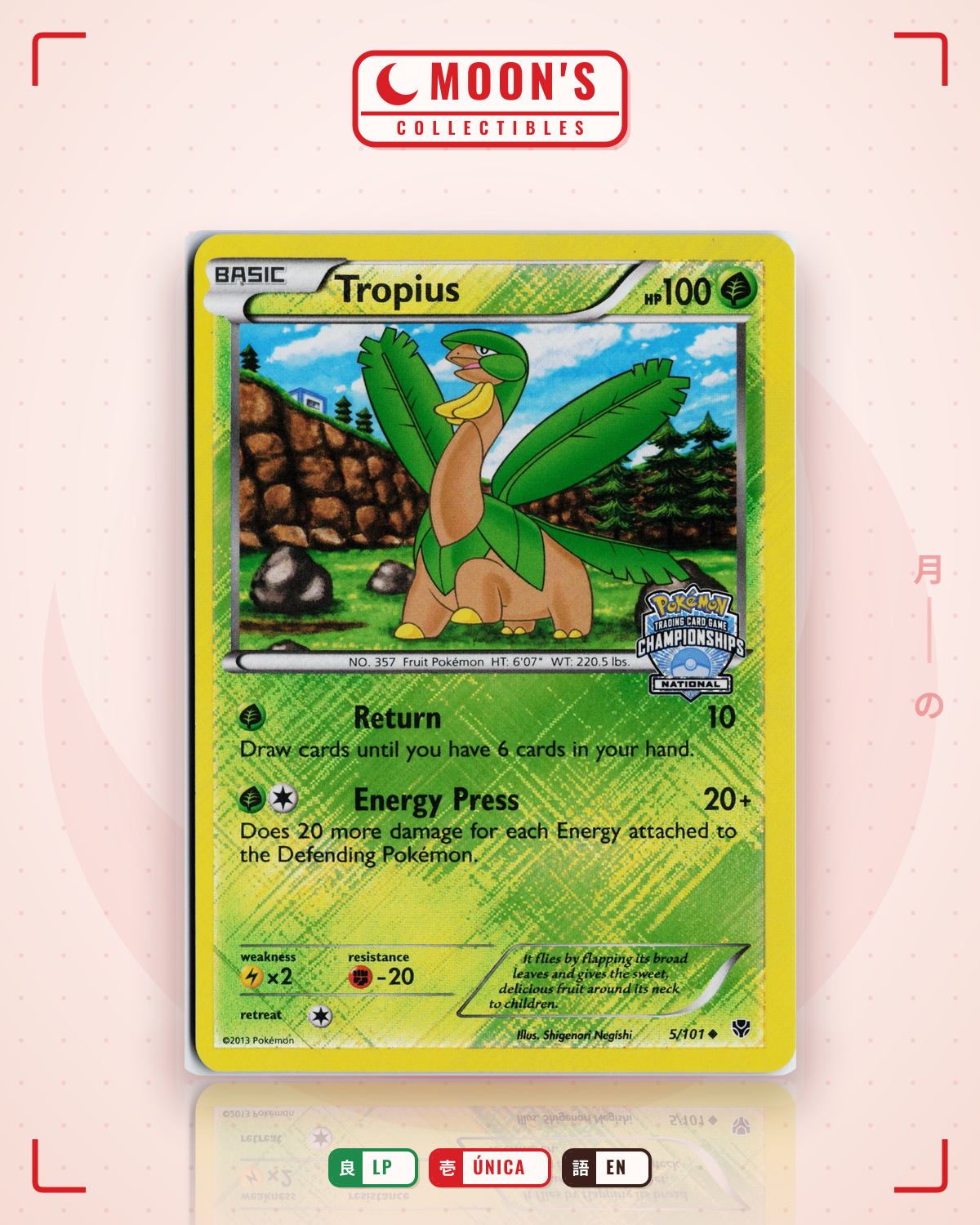 Carta Pokémon Tropius · Plasma Blast #5/101 (LP) — pieza única en Moon's Collectibles México