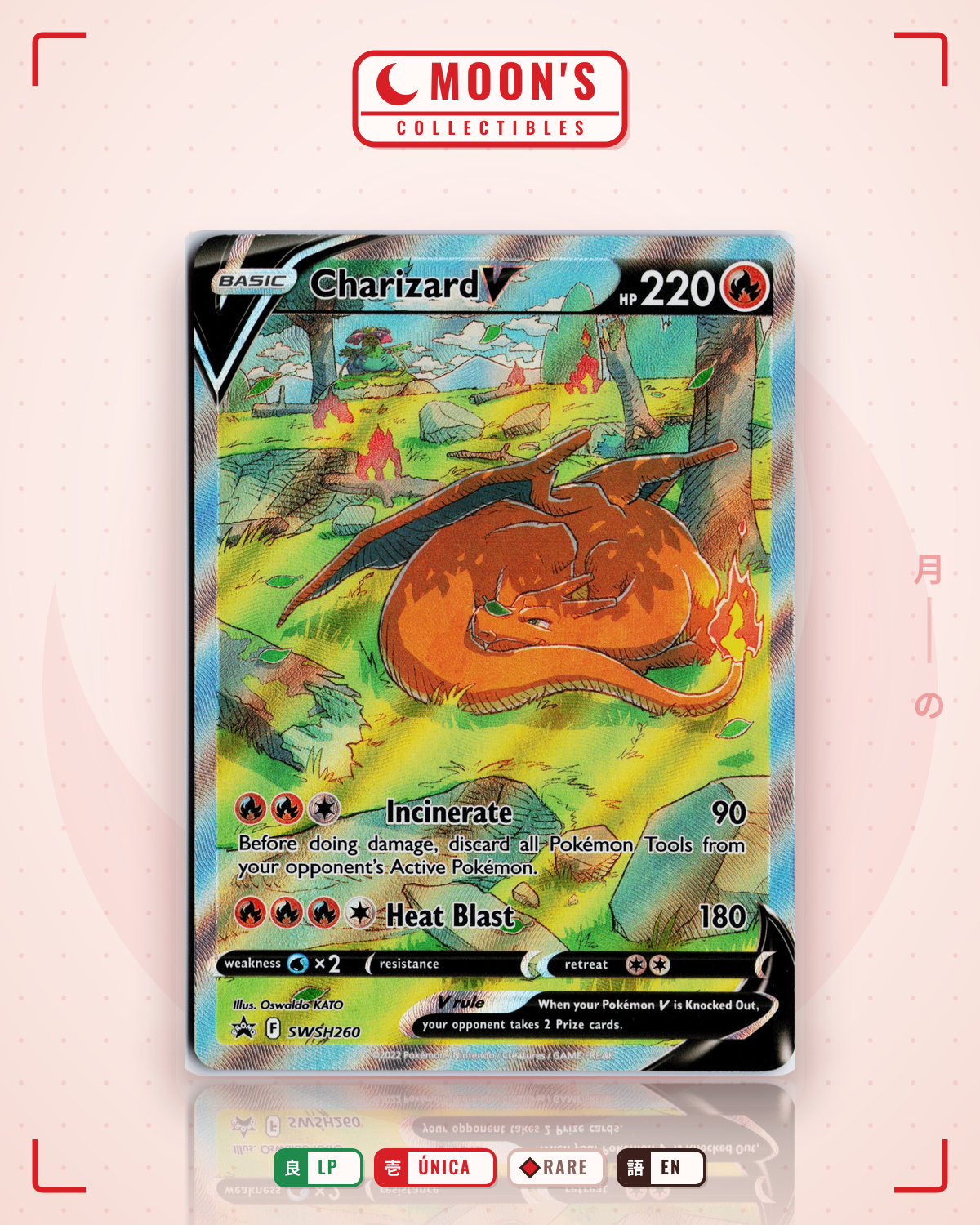 Carta Pokémon Charizard V · SWSH Black Star Promos #SWSH260 (LP) — pieza única en Moon's Collectibles México