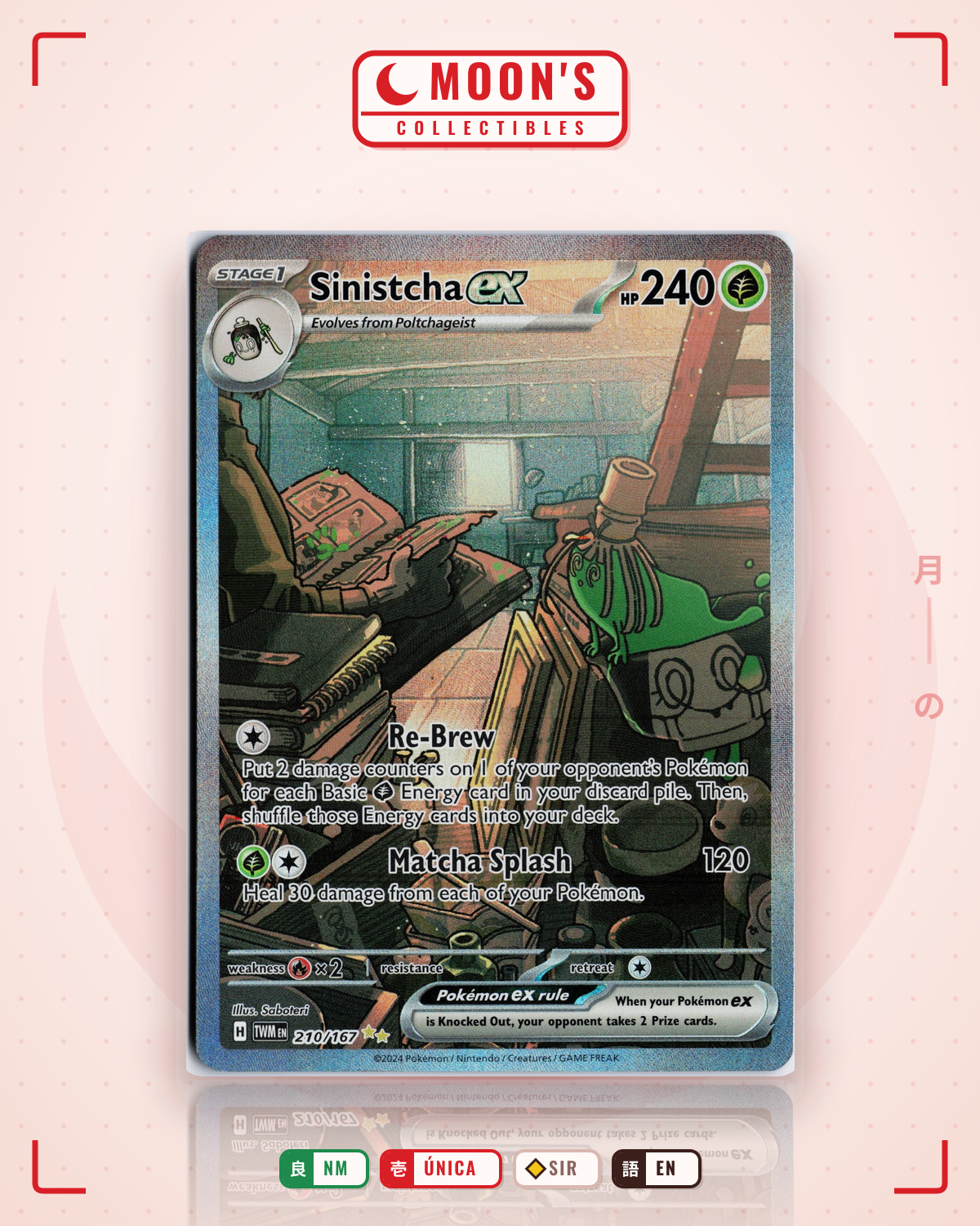 Carta Pokémon Sinistcha ex · Twilight Masquerade #210/167 (NM) — pieza única en Moon's Collectibles México