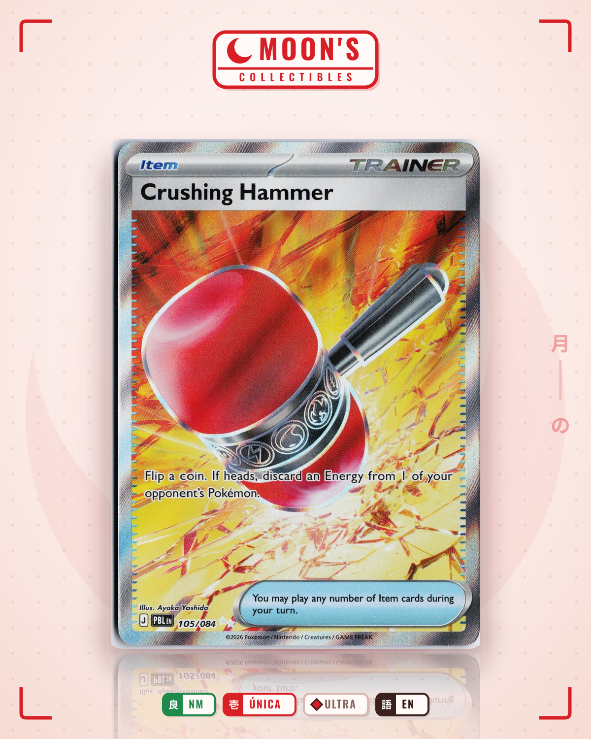 Carta Pokémon Crushing Hammer · Pitch Black #105/084 (NM) — pieza única en Moon's Collectibles México