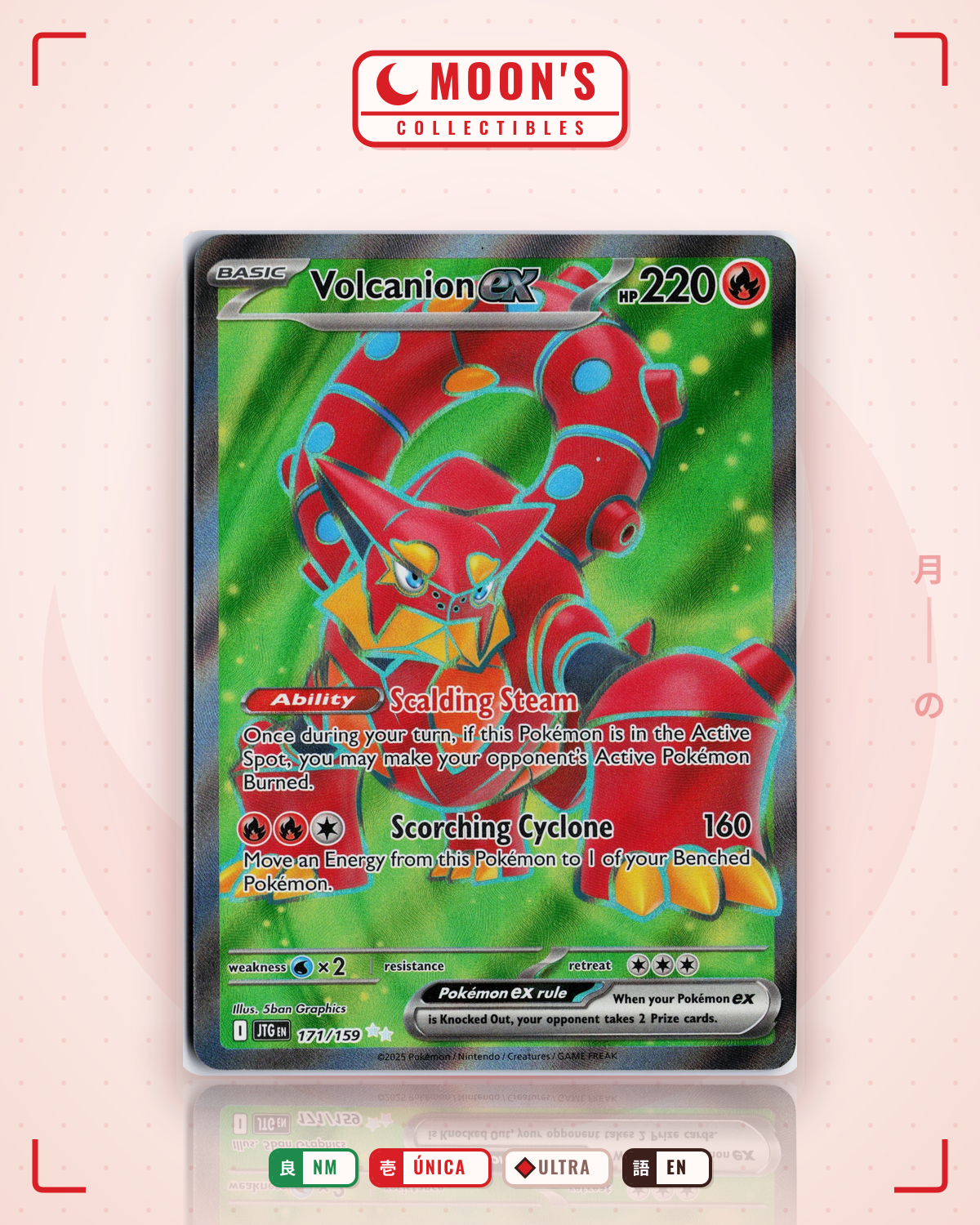 Carta Pokémon Volcanion ex · Journey Together #171/159 (NM) — pieza única en Moon's Collectibles México