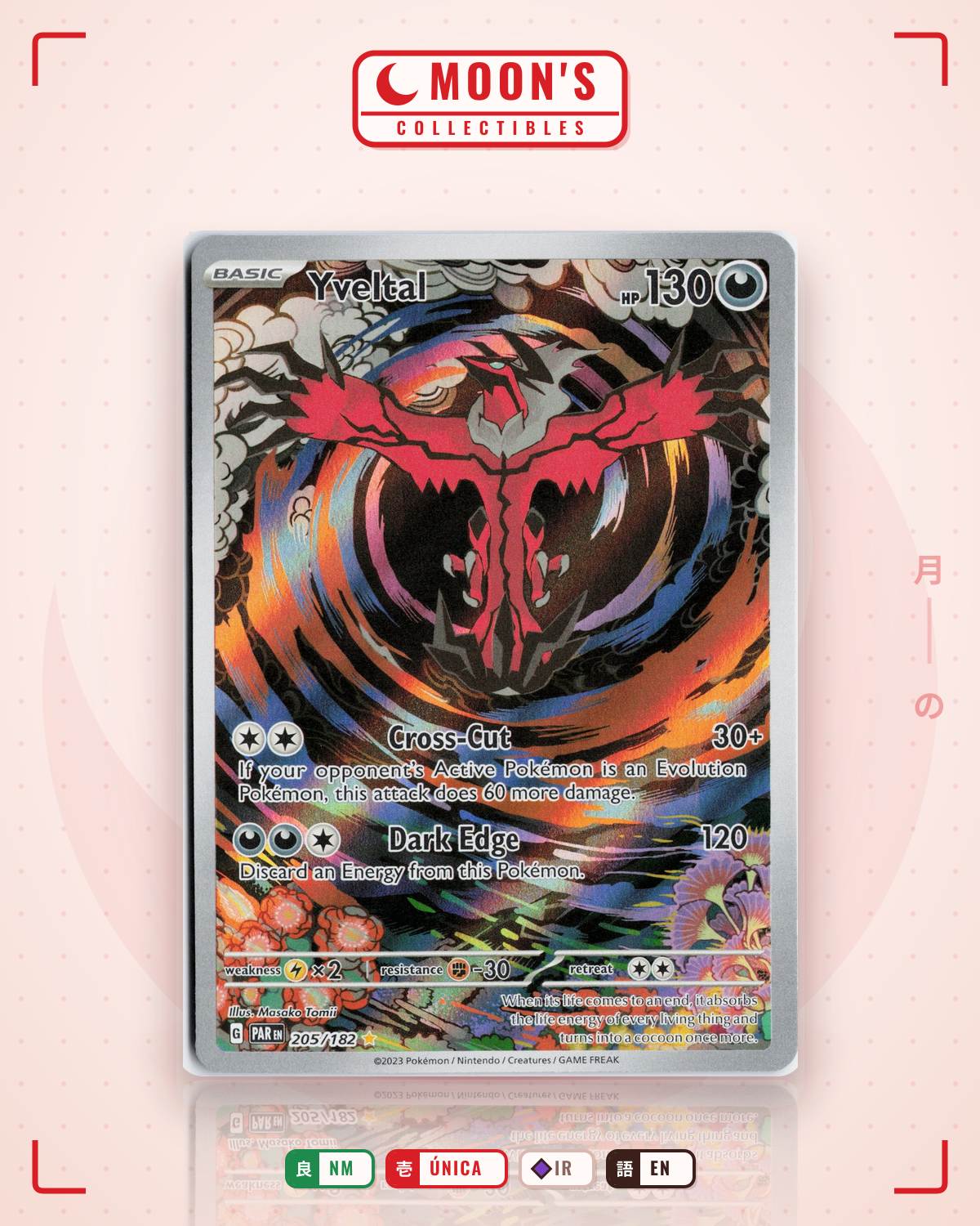 Carta Pokémon Yveltal · Paradox Rift #205/182 (NM) — pieza única en Moon's Collectibles México