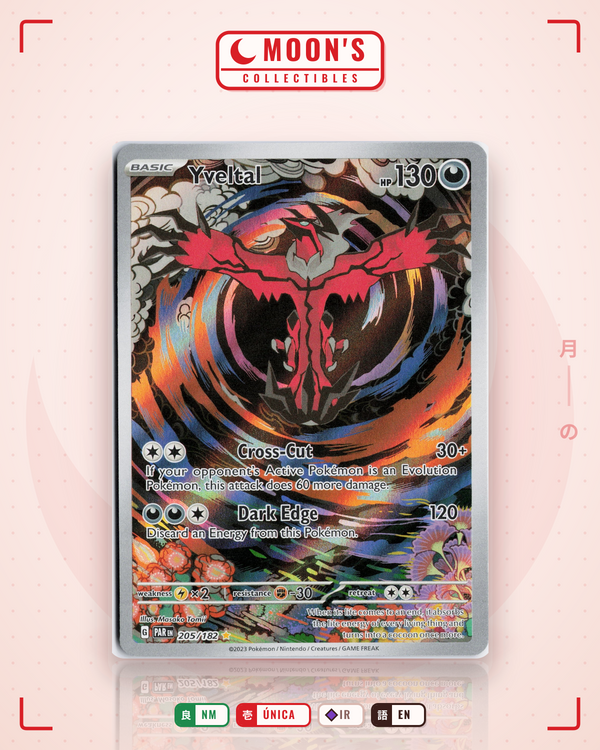 Carta Pokémon Yveltal · Paradox Rift #205/182 (NM) — pieza única en Moon's Collectibles México
