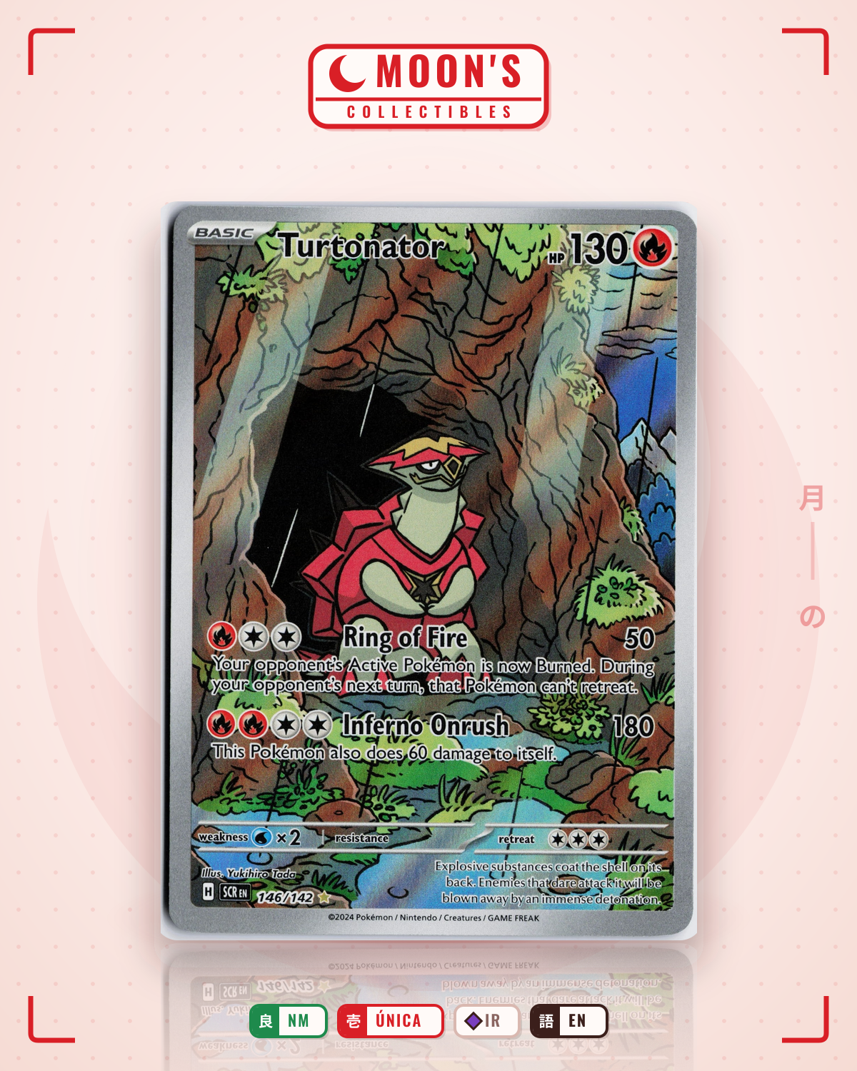 Carta Pokémon Turtonator · Stellar Crown #146/142 (NM) — pieza única en Moon's Collectibles México