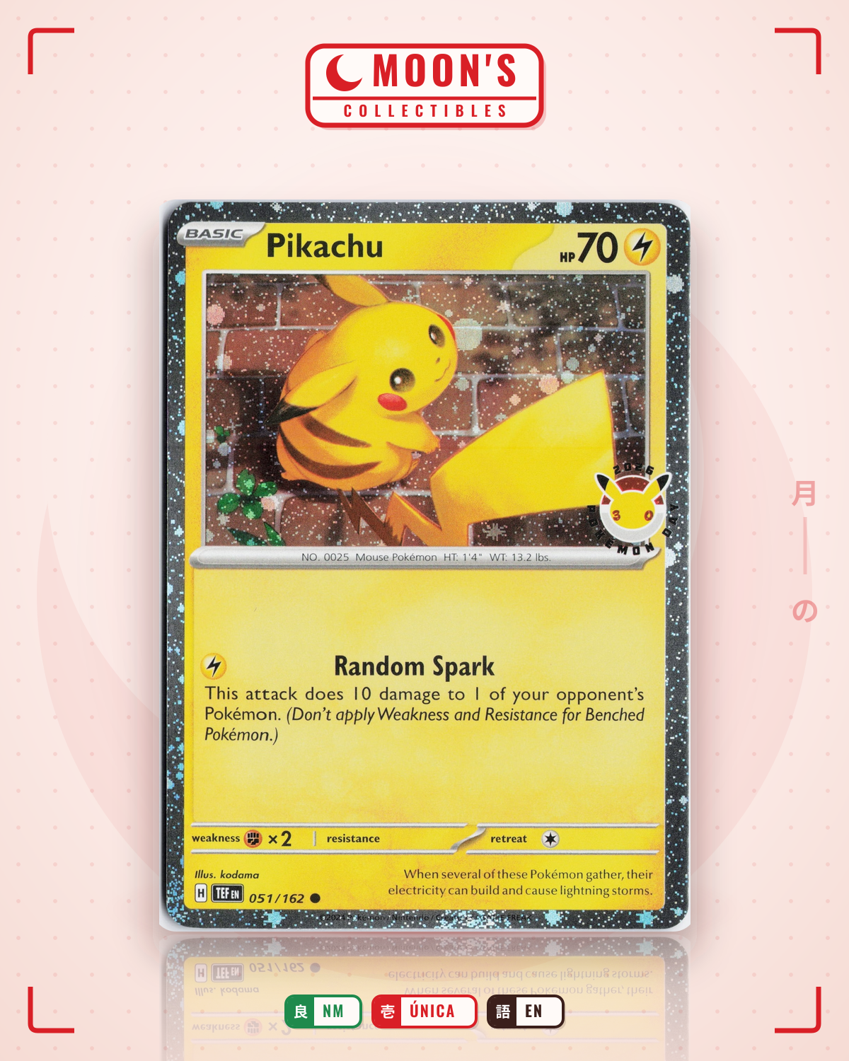 Carta Pokémon Pikachu · Temporal Forces #051/162 (NM) — pieza única en Moon's Collectibles México