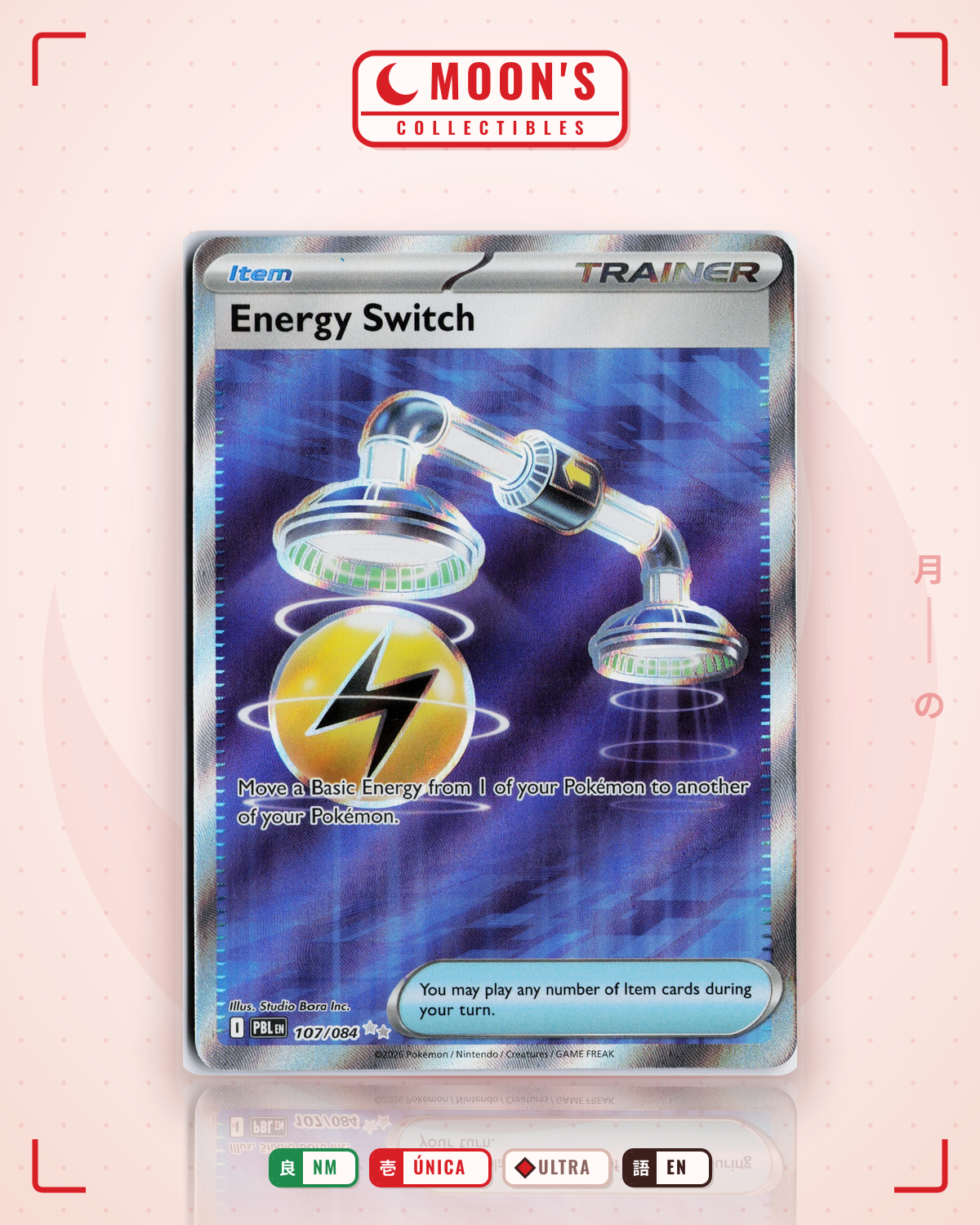 Carta Pokémon Energy Switch · Pitch Black #107/084 (NM) — pieza única en Moon's Collectibles México