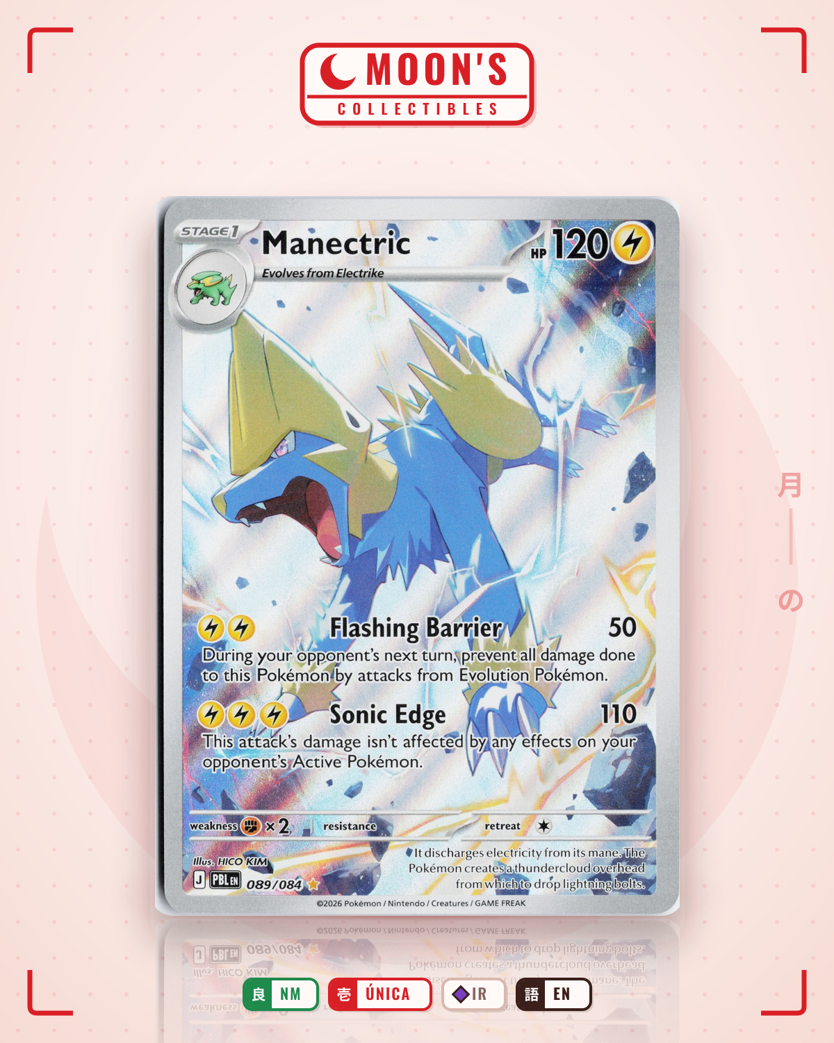 Carta Pokémon Manectric · Pitch Black #089/084 (NM) — pieza única en Moon's Collectibles México