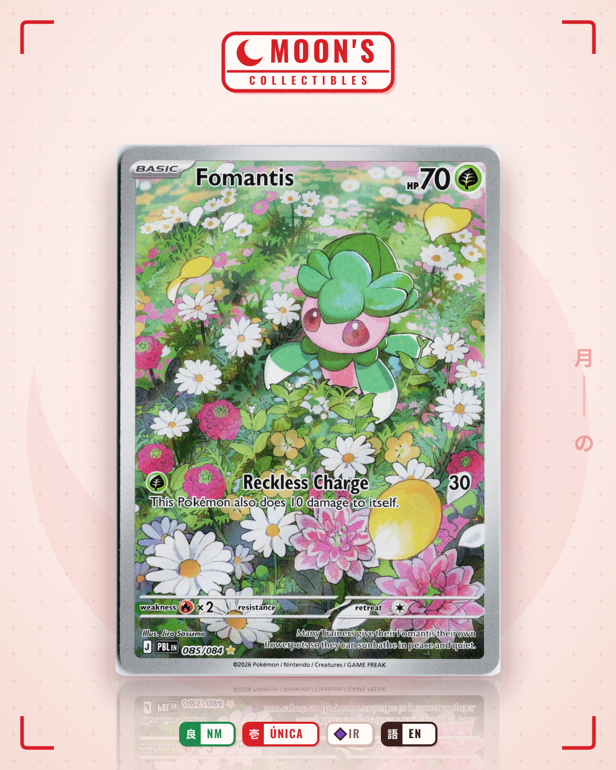 Carta Pokémon Fomantis · Pitch Black #085/084 (NM) — pieza única en Moon's Collectibles México