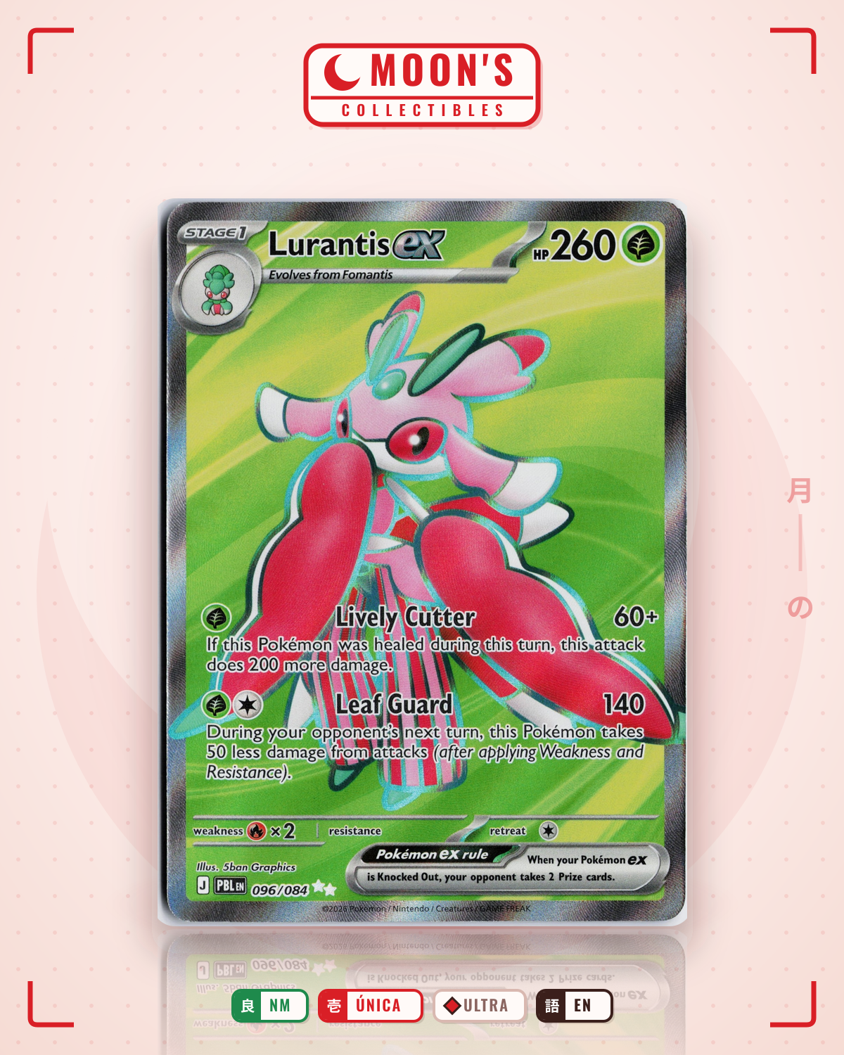 Carta Pokémon Lurantis ex · Pitch Black #096/084 (NM) — pieza única en Moon's Collectibles México