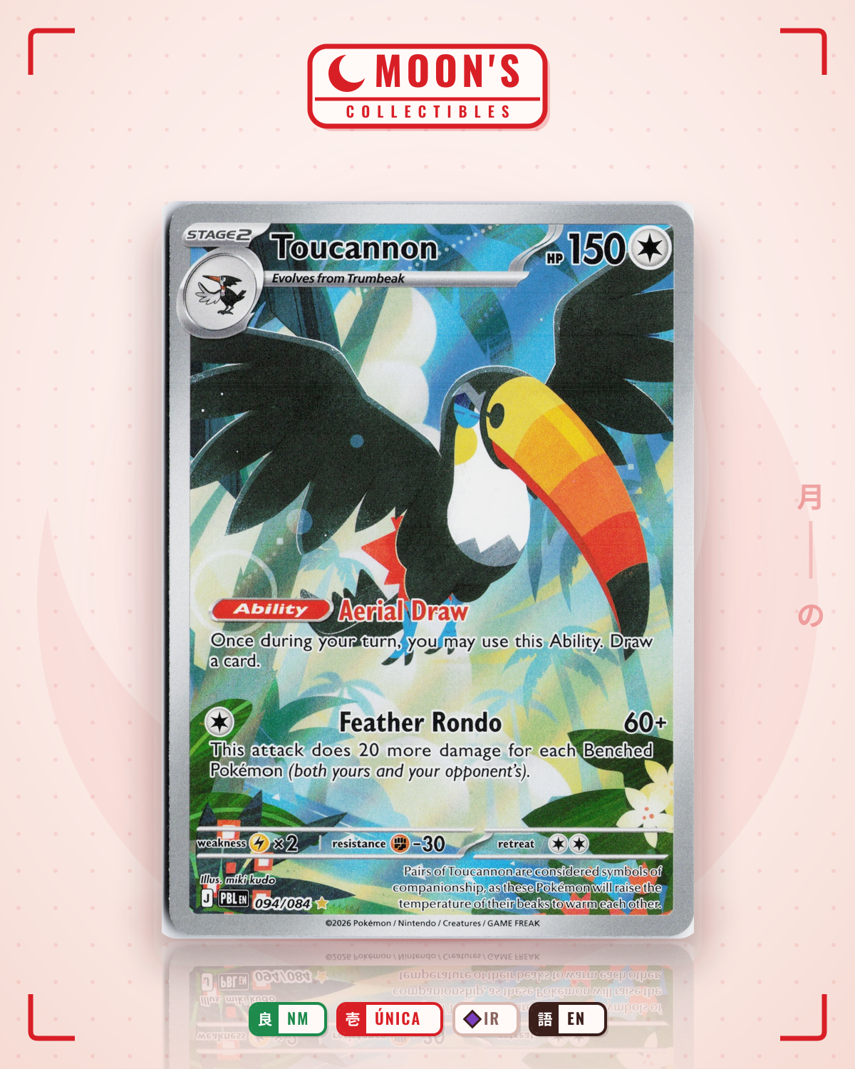 Carta Pokémon Toucannon · Pitch Black #094/084 (NM) — pieza única en Moon's Collectibles México