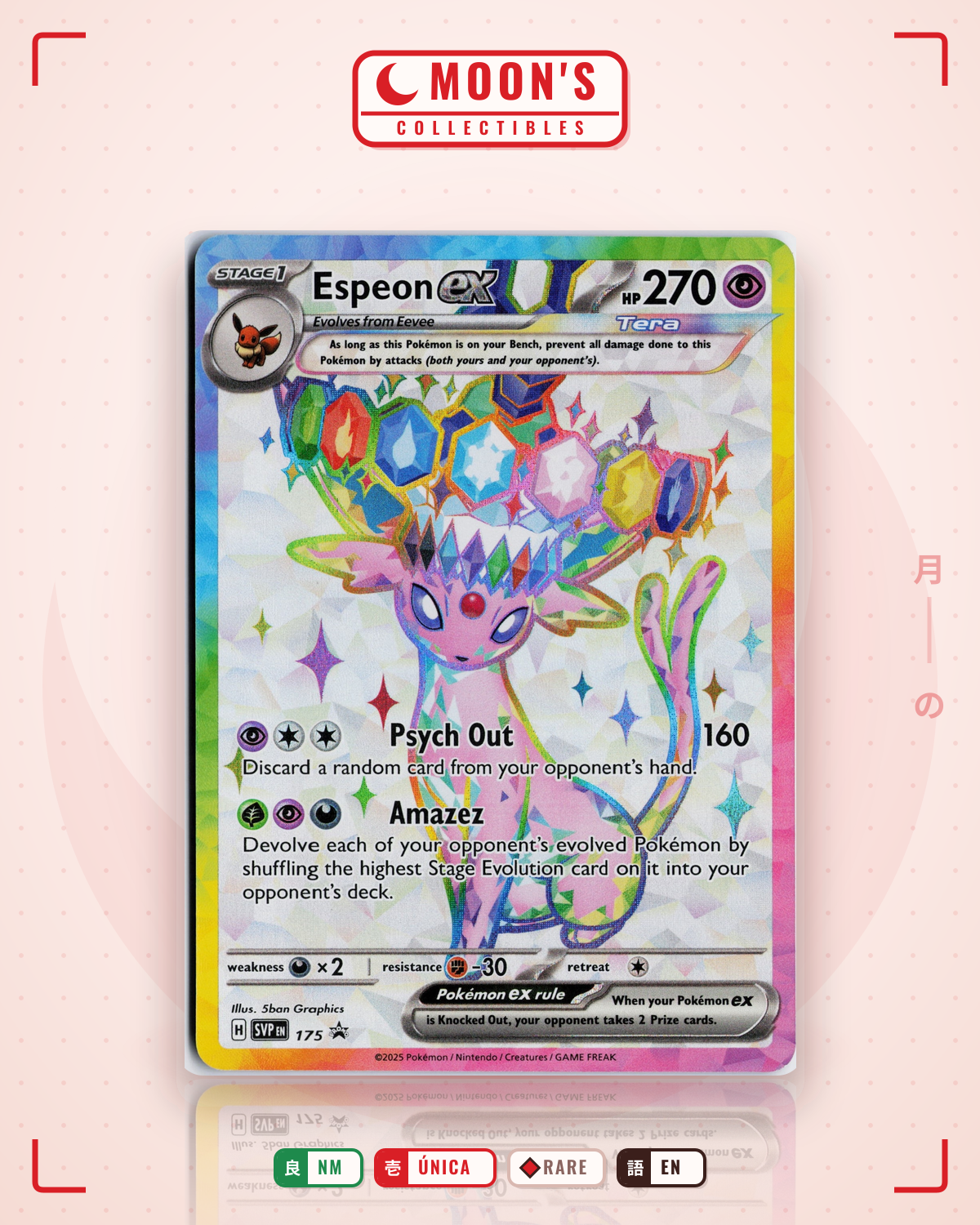 Carta Pokémon Espeon ex · Scarlet & Violet Black Star Promos #175 (NM) — pieza única en Moon's Collectibles México