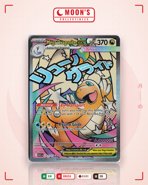 Carta Pokémon Mega Dragonite ex · Ascended Heroes #271/217 (NM) — pieza única en Moon's Collectibles México