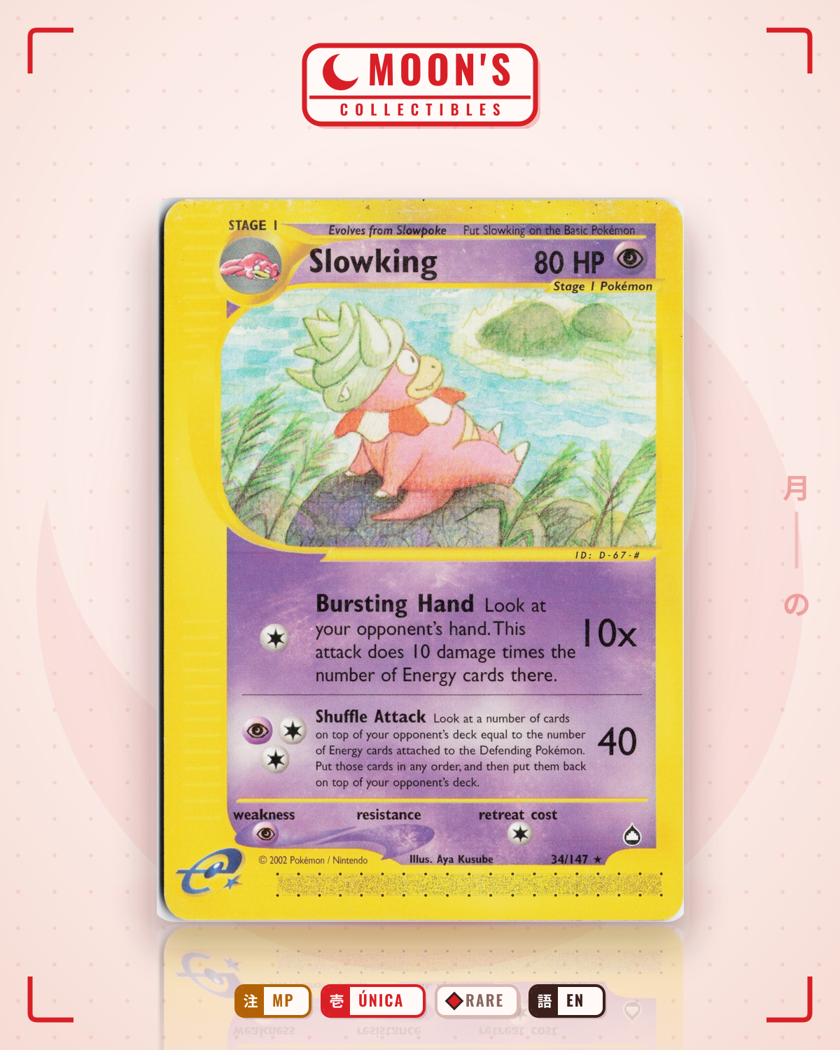 Carta Pokémon Slowking · Aquapolis #34/147 (MP) — pieza única en Moon's Collectibles México