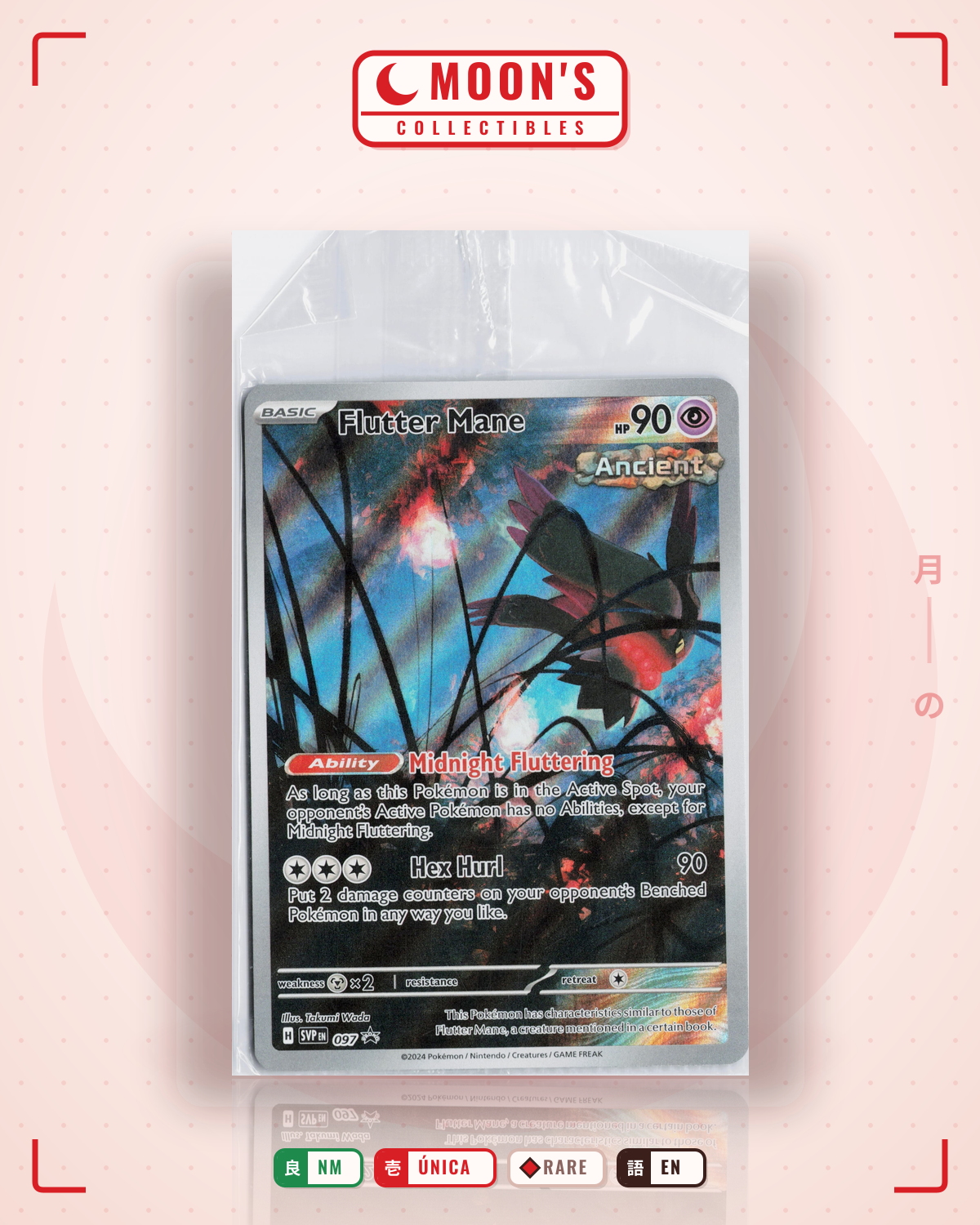 Carta Pokémon Flutter Mane · Scarlet & Violet Black Star Promos #097 (NM) — pieza única en Moon's Collectibles México