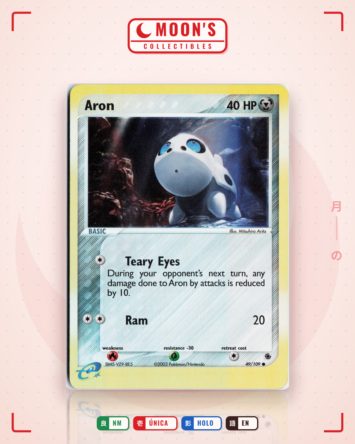 Carta Pokémon Aron · Ruby & Sapphire #49/109 (NM) — pieza única en Moon's Collectibles México