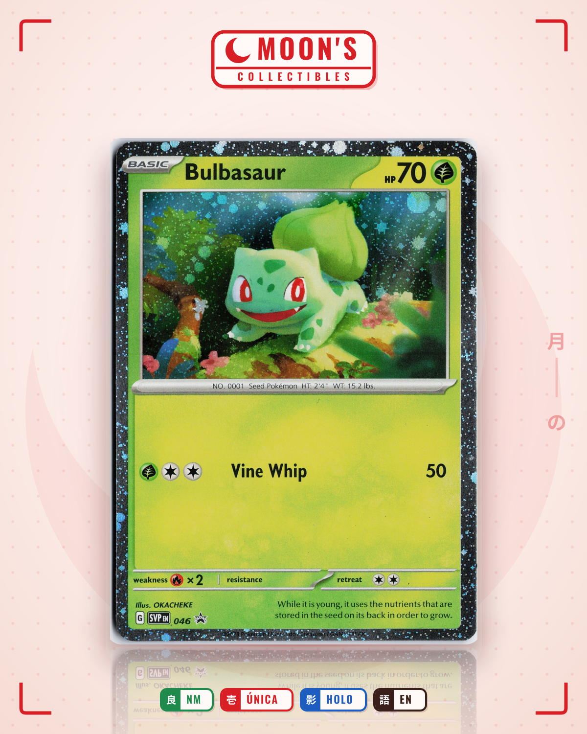 Carta Pokémon Bulbasaur · Scarlet & Violet Black Star Promos #046 (NM) — pieza única en Moon's Collectibles México