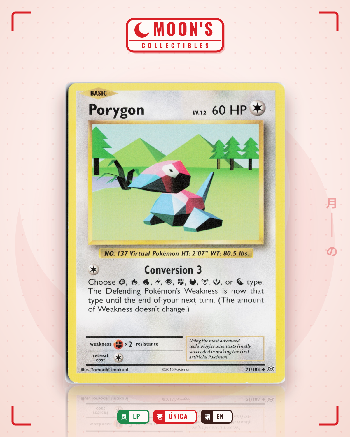 Carta Pokémon Porygon · Evolutions #71/108 (LP) — pieza única en Moon's Collectibles México
