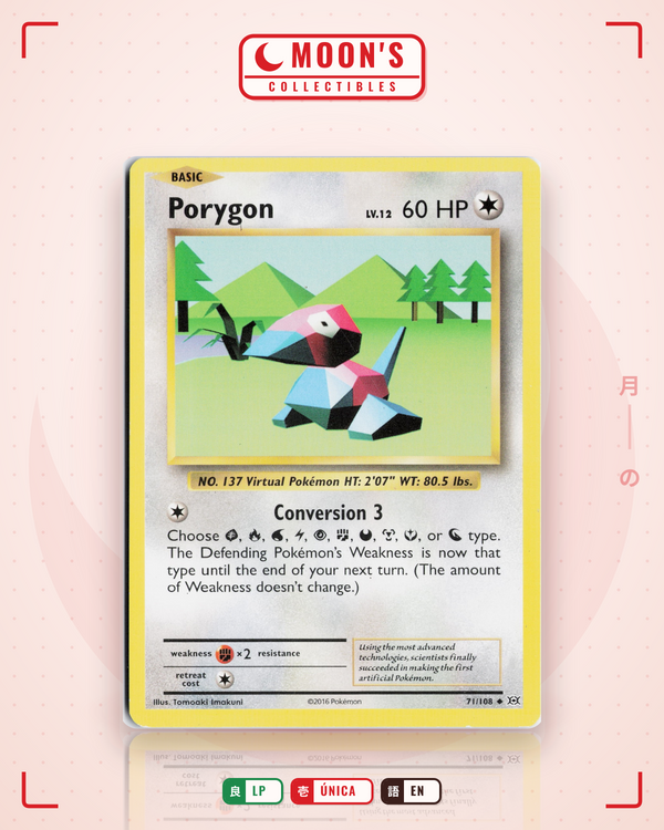 Carta Pokémon Porygon · Evolutions #71/108 (LP) — pieza única en Moon's Collectibles México