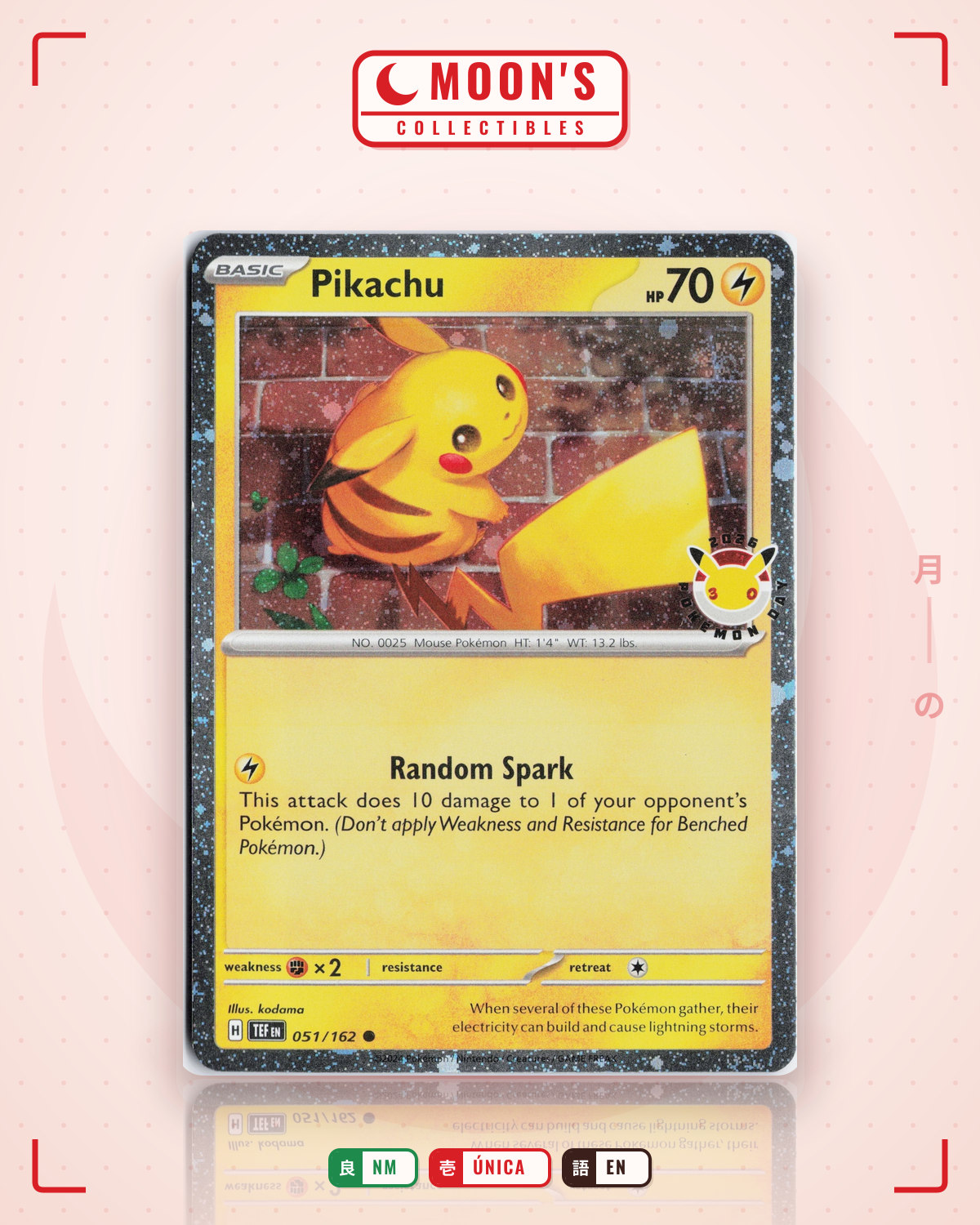 Carta Pokémon Pikachu · Temporal Forces #051/162 (NM) — pieza única en Moon's Collectibles México