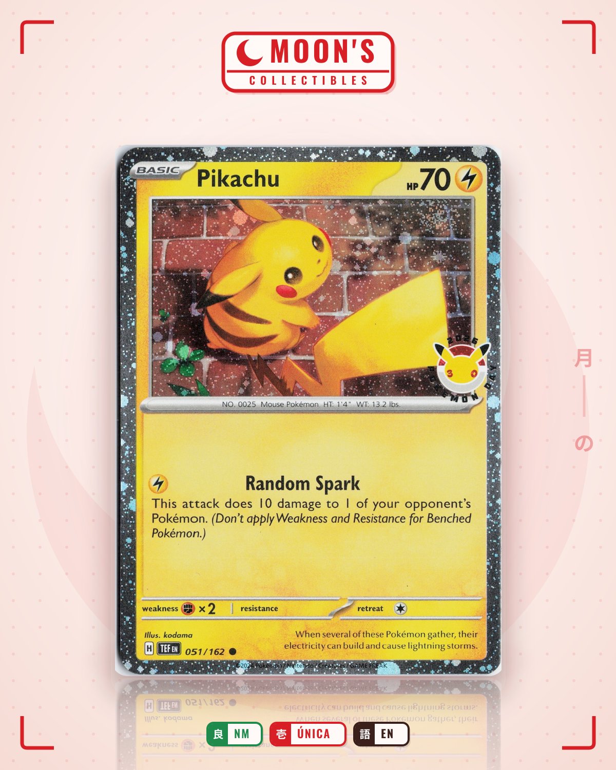 Carta Pokémon Pikachu · Temporal Forces #051/162 (NM) — pieza única en Moon's Collectibles México