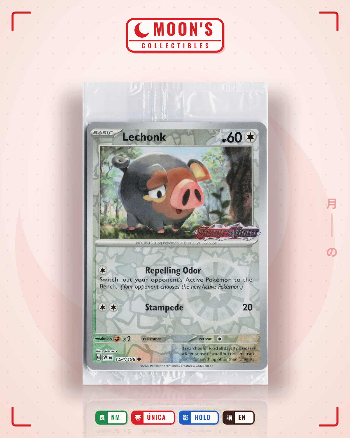 Carta Pokémon Lechonk · Scarlet & Violet #154/198 (NM) — pieza única en Moon's Collectibles México