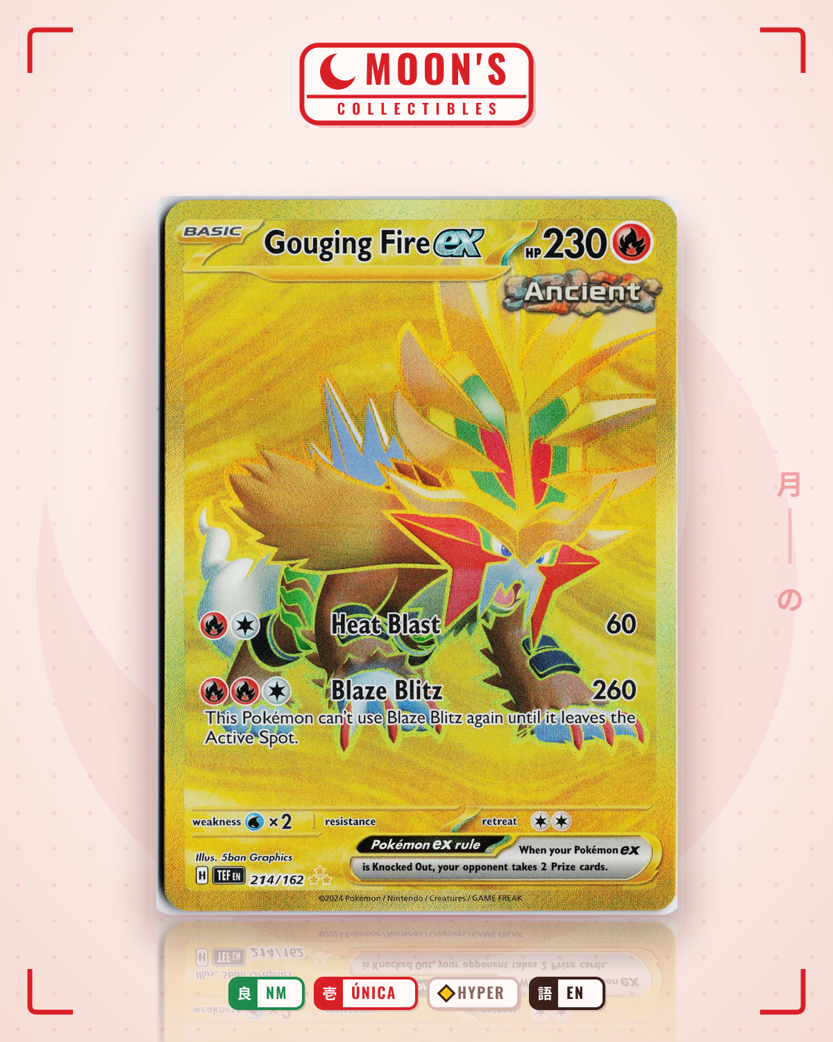 Carta Pokémon Gouging Fire ex · Temporal Forces #214/162 (NM) — pieza única en Moon's Collectibles México