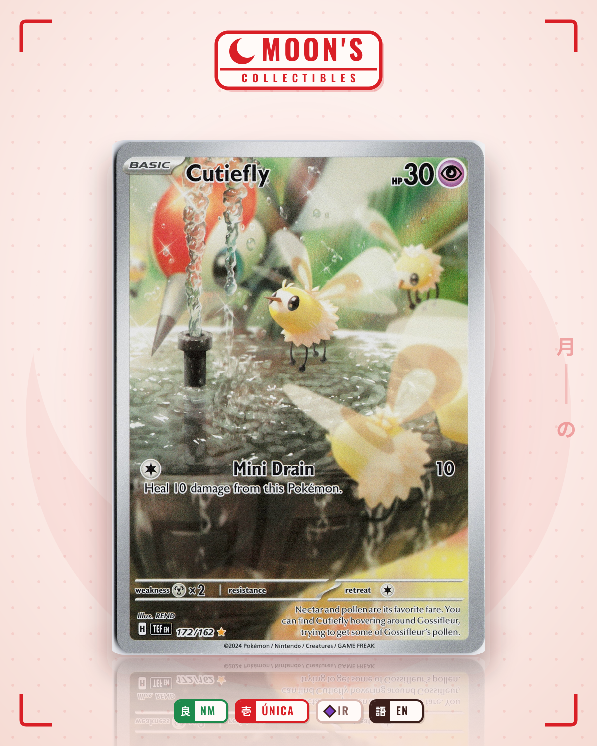 Carta Pokémon Cutiefly · Temporal Forces #172/162 (NM) — pieza única en Moon's Collectibles México