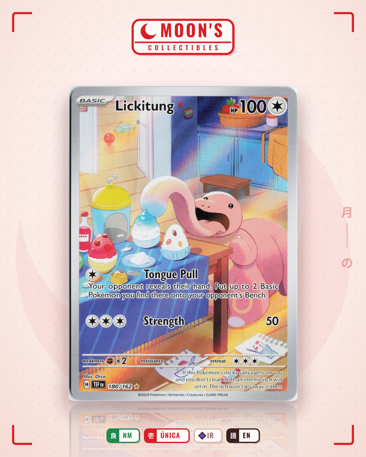 Carta Pokémon Lickitung · Temporal Forces #180/162 (NM) — pieza única en Moon's Collectibles México