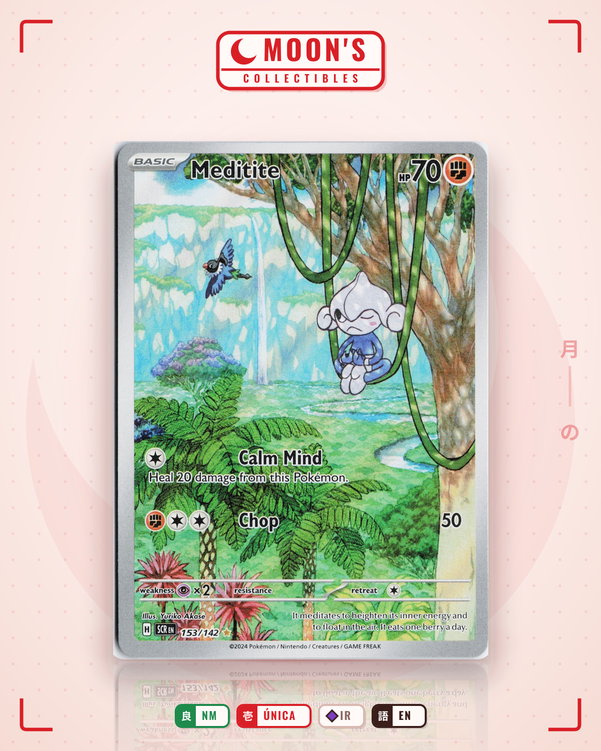 Carta Pokémon Meditite · Stellar Crown #153/142 (NM) — pieza única en Moon's Collectibles México