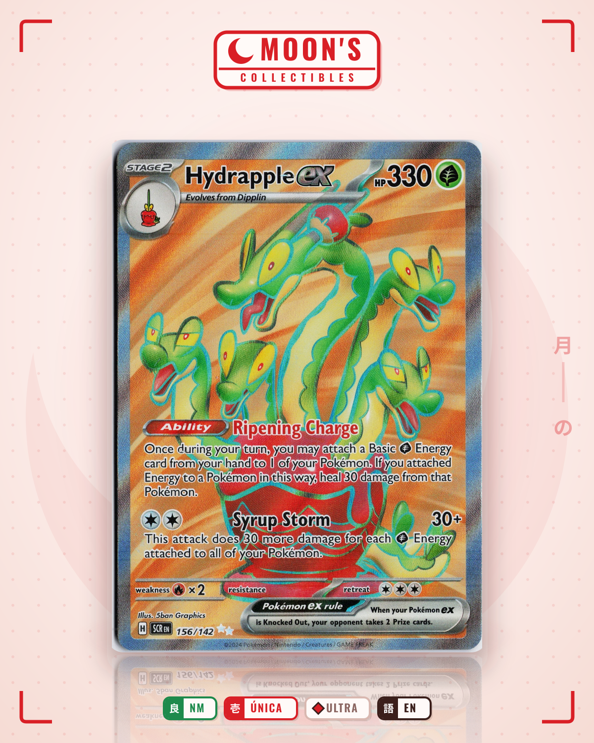 Carta Pokémon Hydrapple ex · Stellar Crown #156/142 (NM) — pieza única en Moon's Collectibles México