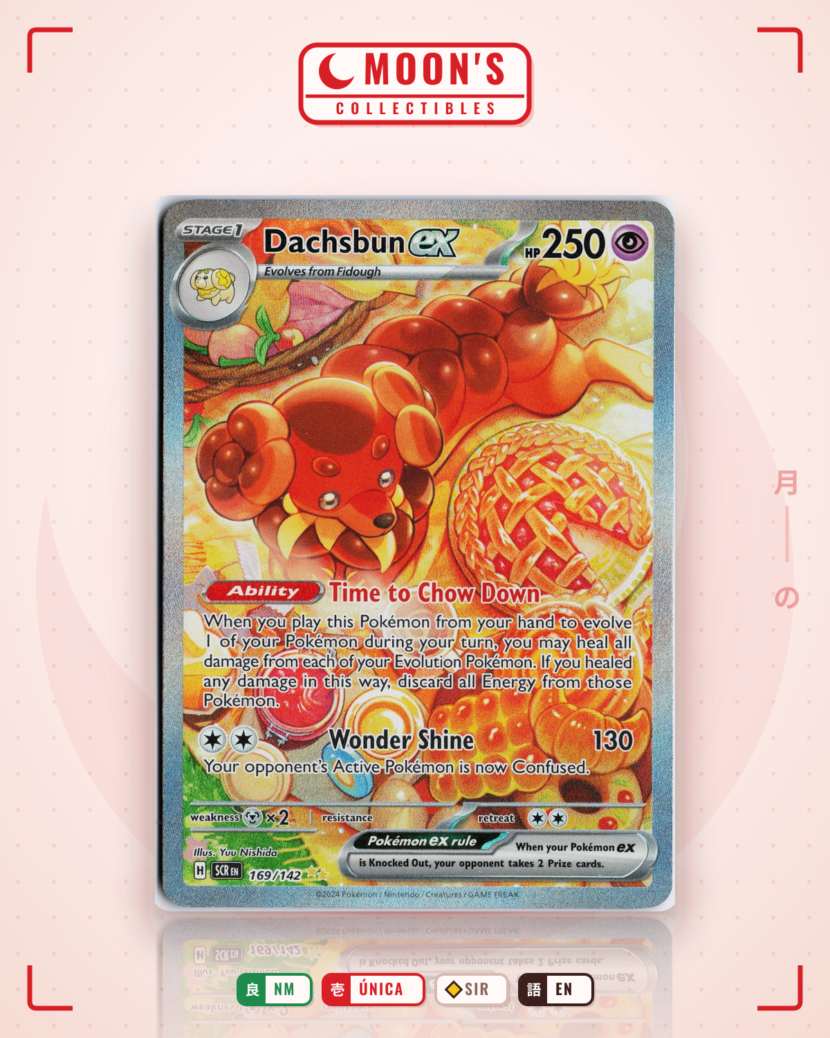 Carta Pokémon Dachsbun ex · Stellar Crown #169/142 (NM) — pieza única en Moon's Collectibles México