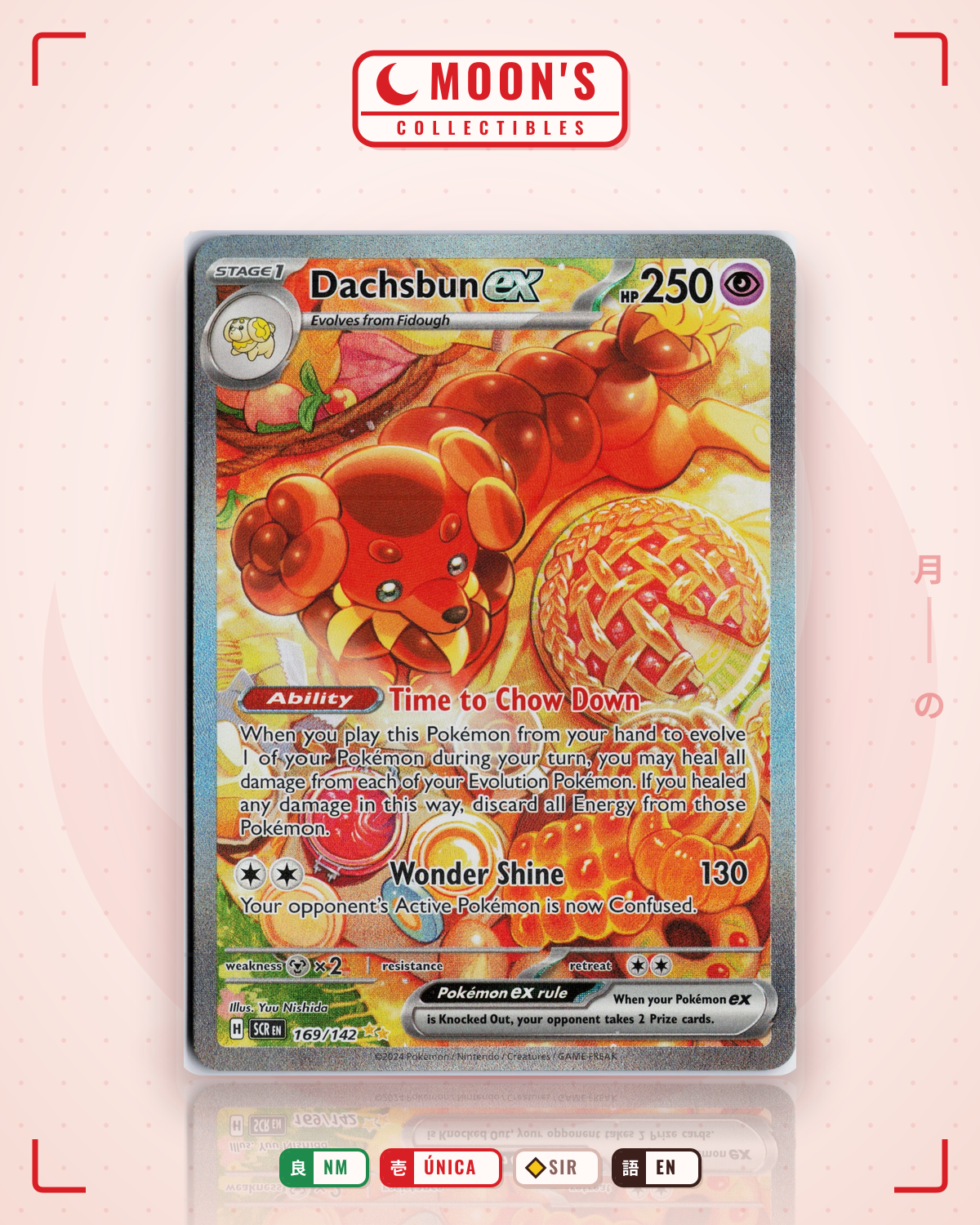 Carta Pokémon Dachsbun ex · Stellar Crown #169/142 (NM) — pieza única en Moon's Collectibles México