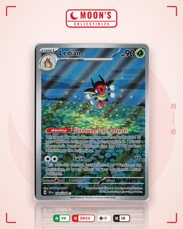 Carta Pokémon Ledian · Stellar Crown #144/142 (NM) — pieza única en Moon's Collectibles México
