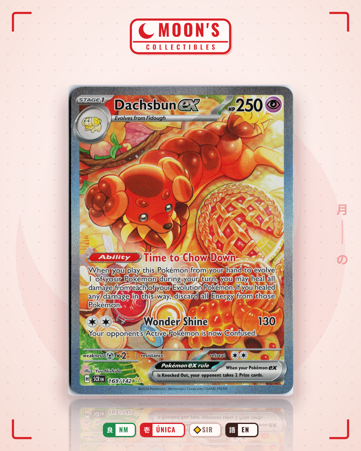 Carta Pokémon Dachsbun ex · Stellar Crown #169/142 (NM) — pieza única en Moon's Collectibles México
