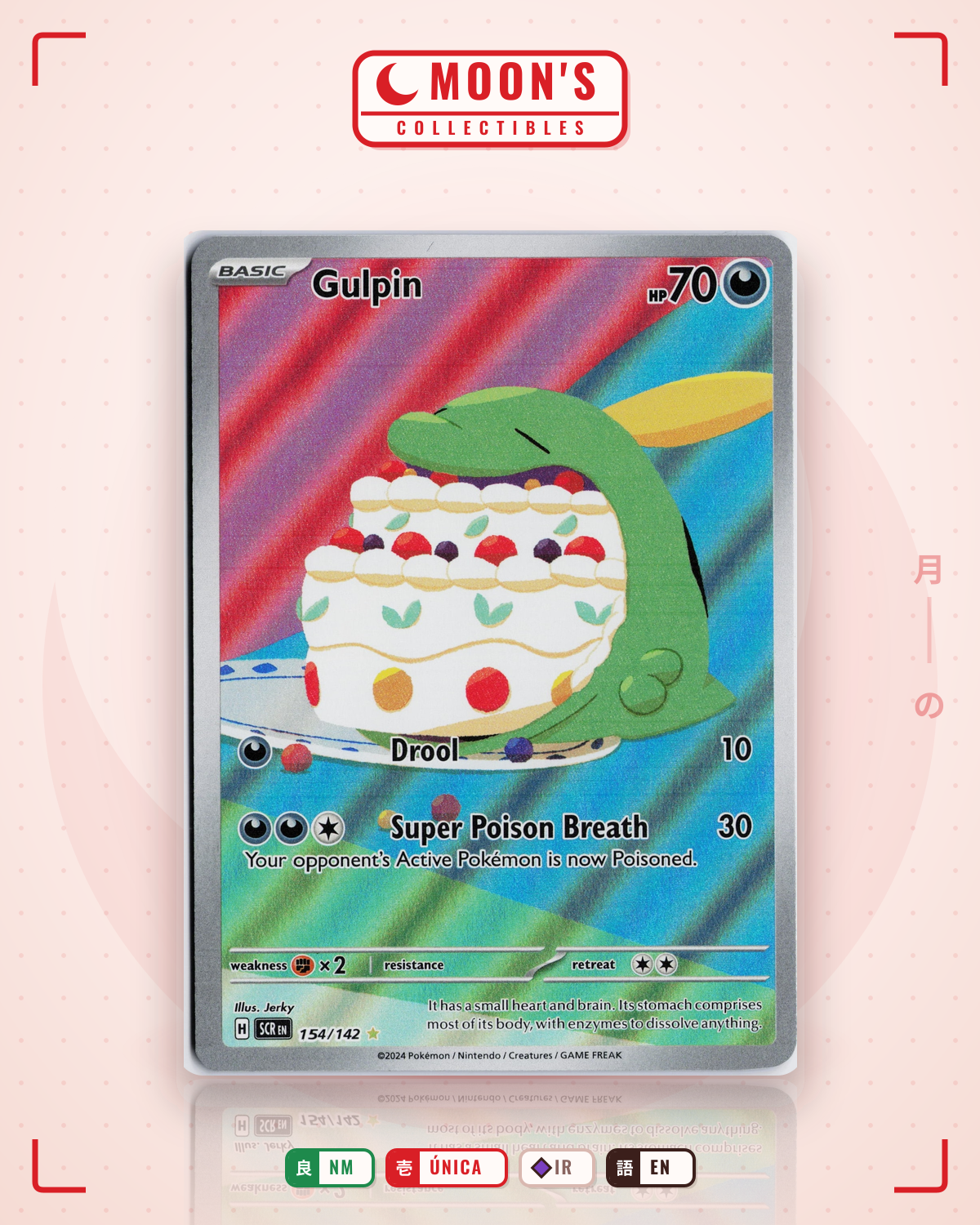 Carta Pokémon Gulpin · Stellar Crown #154/142 (NM) — pieza única en Moon's Collectibles México