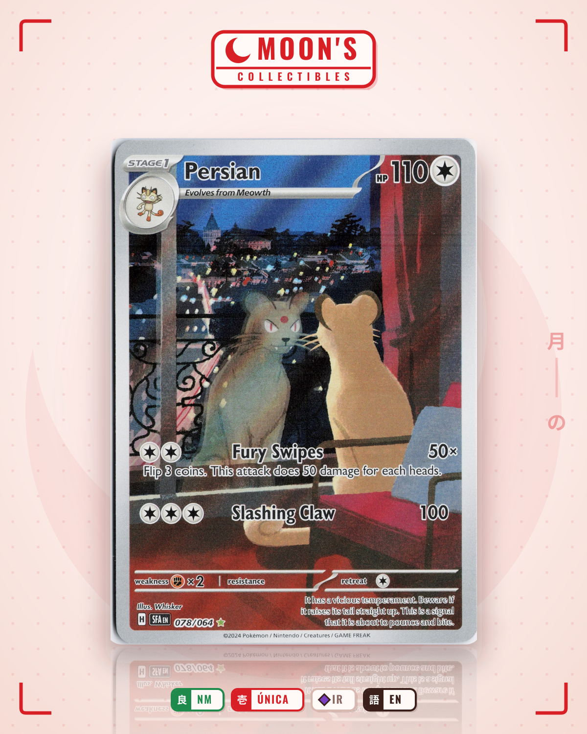 Carta Pokémon Persian · Shrouded Fable #078/064 (NM) — pieza única en Moon's Collectibles México