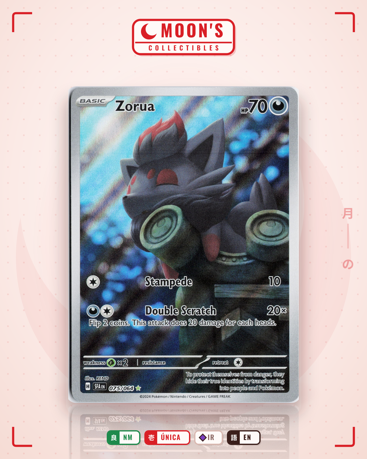 Carta Pokémon Zorua · Shrouded Fable #075/064 (NM) — pieza única en Moon's Collectibles México