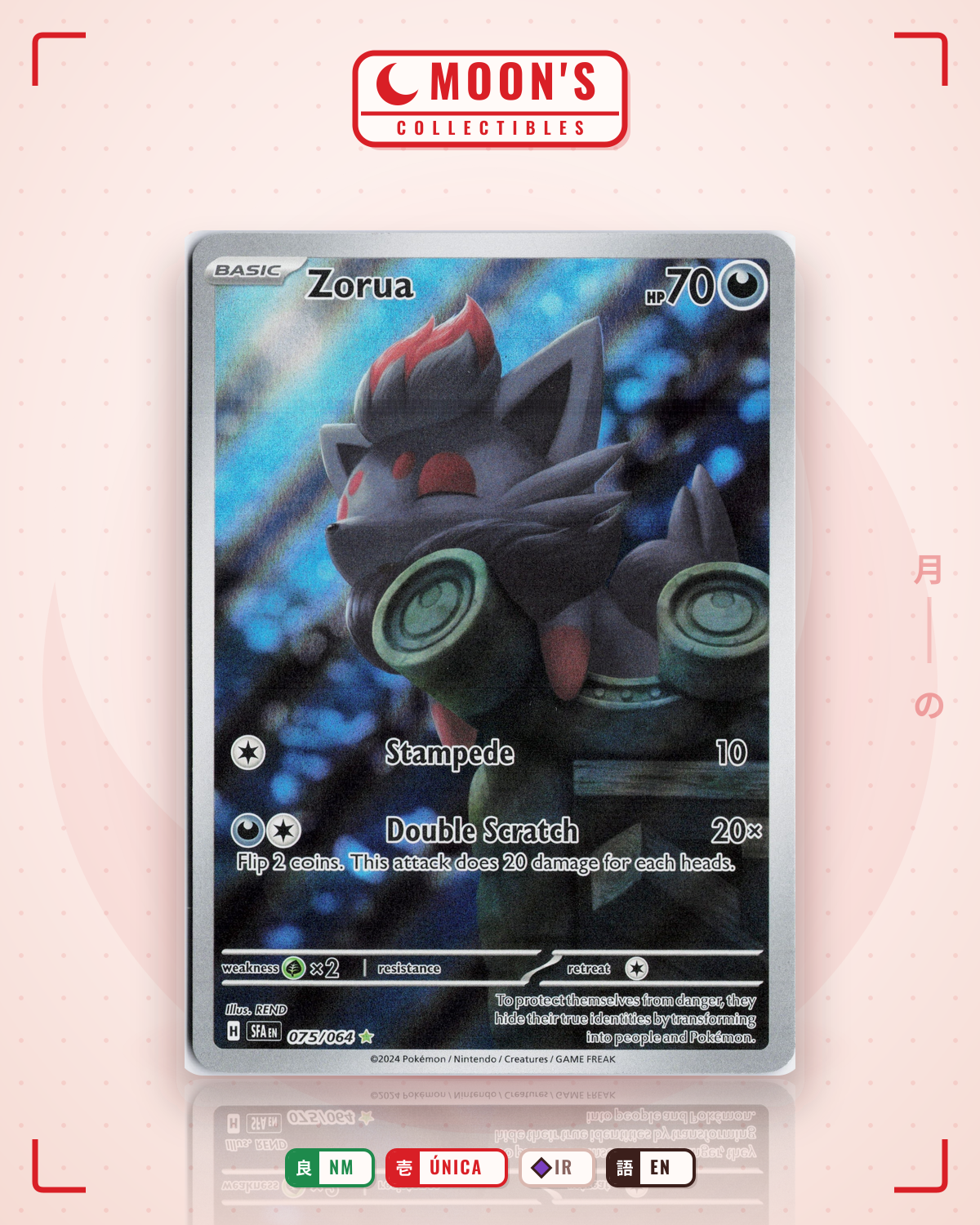 Carta Pokémon Zorua · Shrouded Fable #075/064 (NM) — pieza única en Moon's Collectibles México