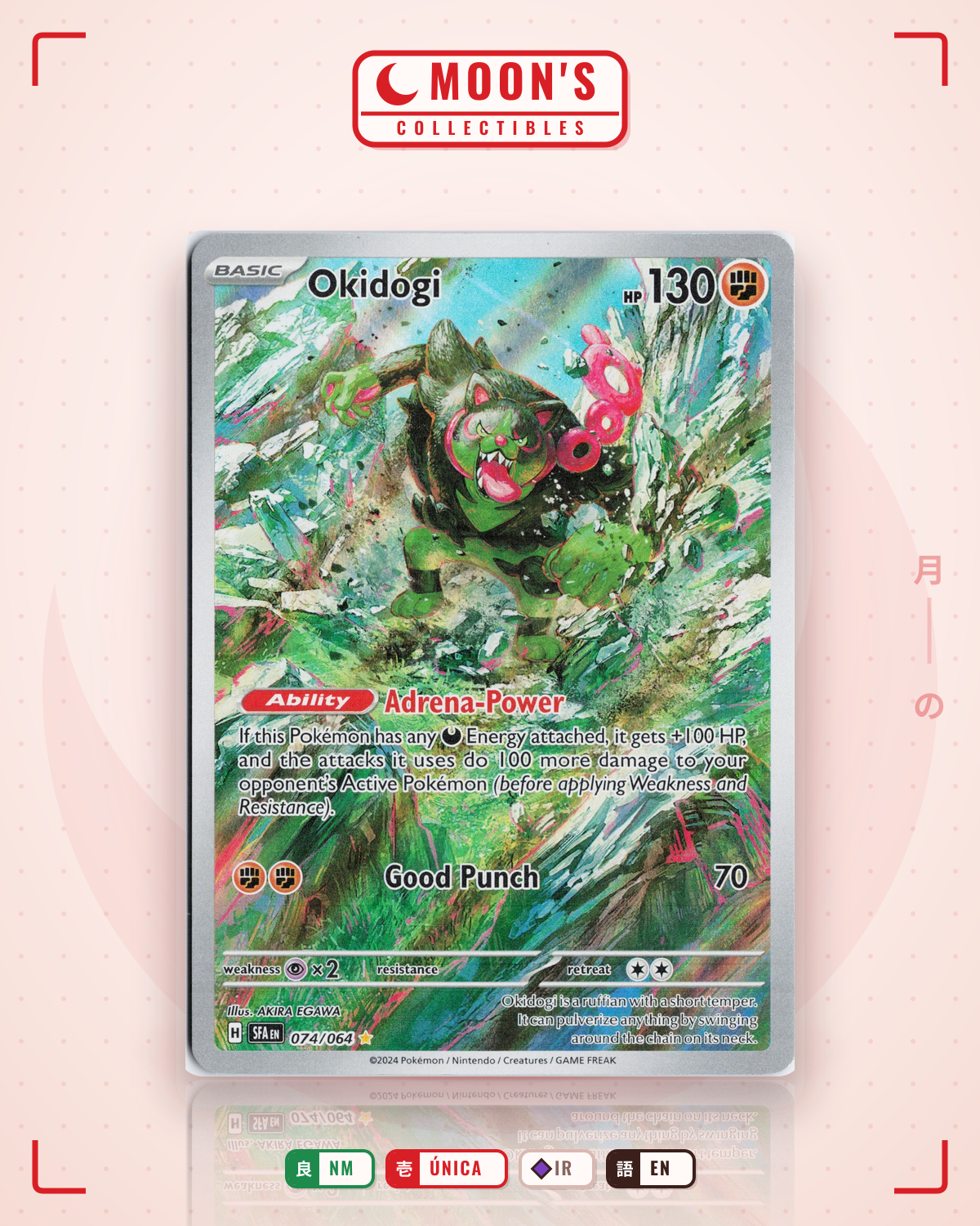 Carta Pokémon Okidogi · Shrouded Fable #074/064 (NM) — pieza única en Moon's Collectibles México