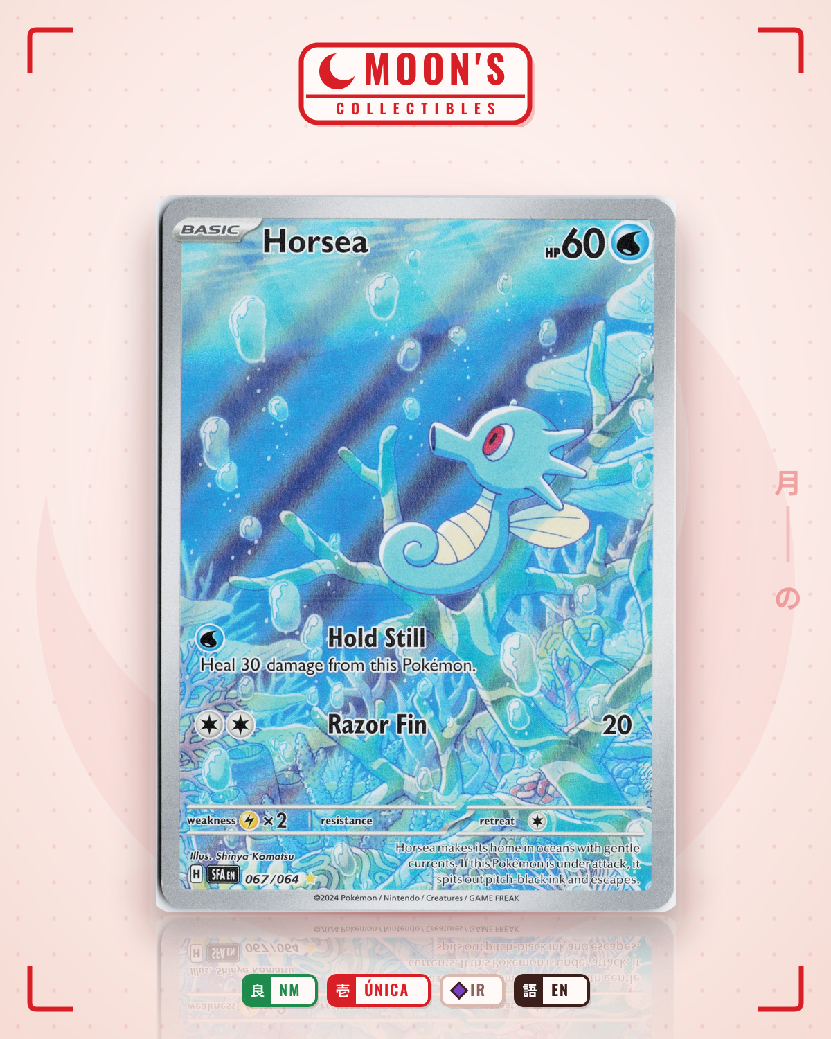 Carta Pokémon Horsea · Shrouded Fable #067/064 (NM) — pieza única en Moon's Collectibles México
