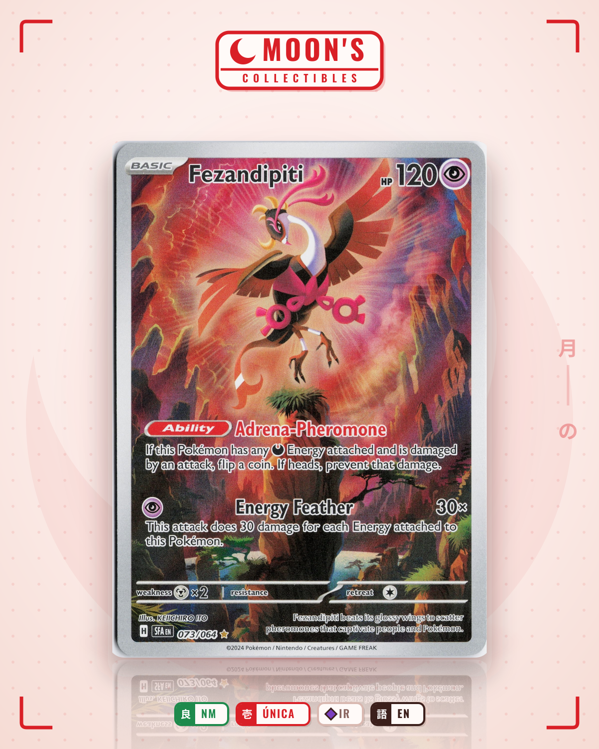 Carta Pokémon Fezandipiti · Shrouded Fable #073/064 (NM) — pieza única en Moon's Collectibles México