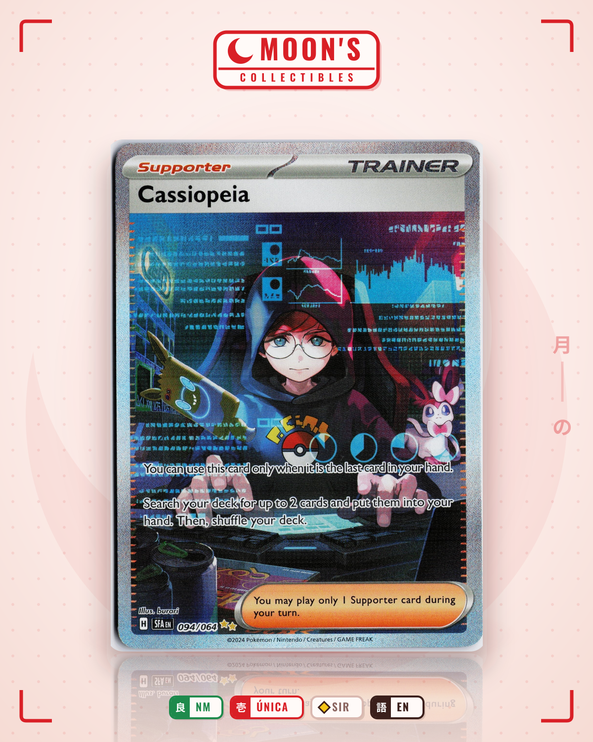 Carta Pokémon Cassiopeia · Shrouded Fable #094/064 (NM) — pieza única en Moon's Collectibles México