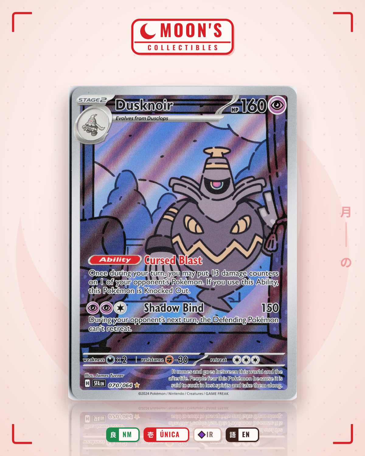 Carta Pokémon Dusknoir · Shrouded Fable #070/064 (NM) — pieza única en Moon's Collectibles México
