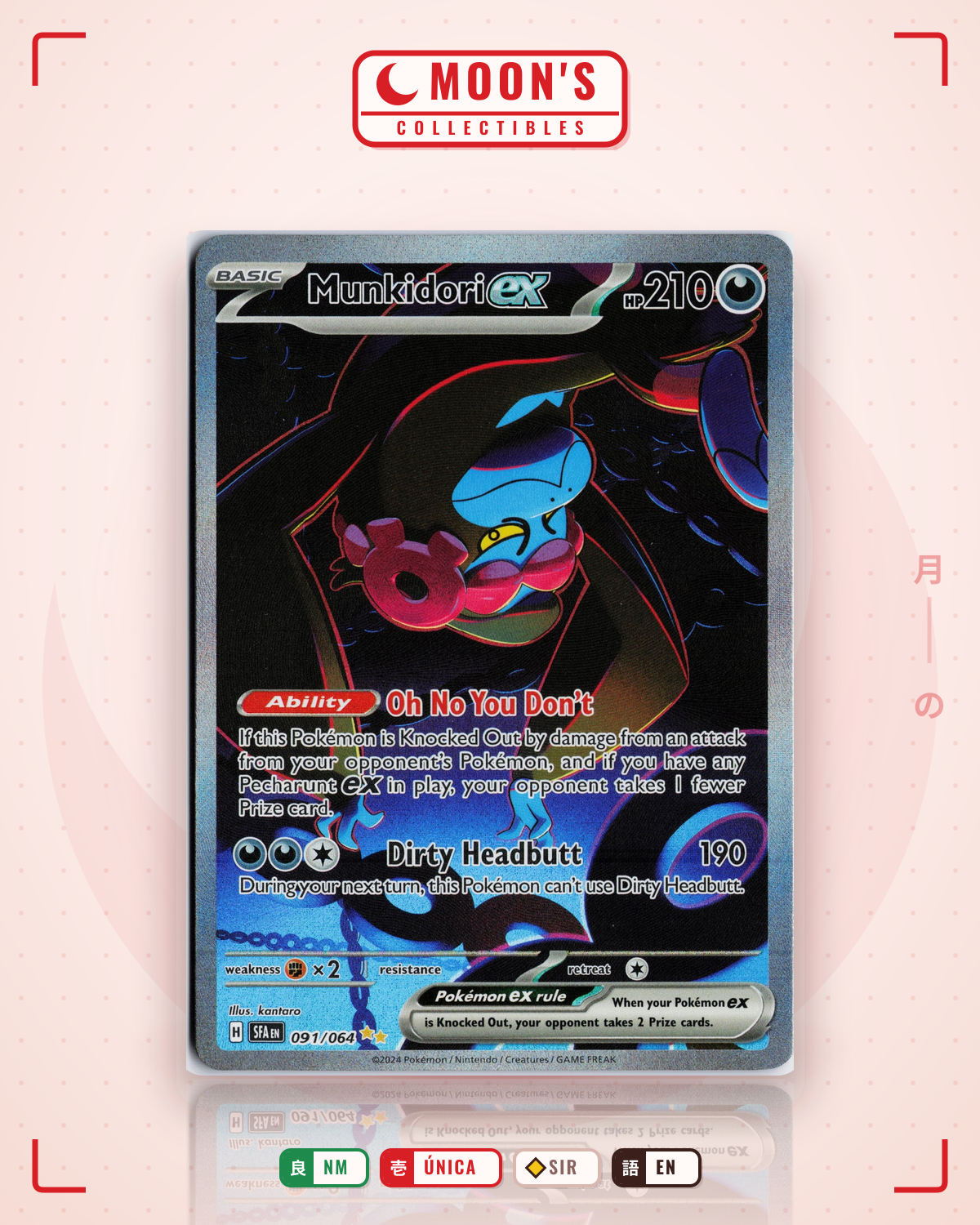 Carta Pokémon Munkidori ex · Shrouded Fable #091/064 (NM) — pieza única en Moon's Collectibles México