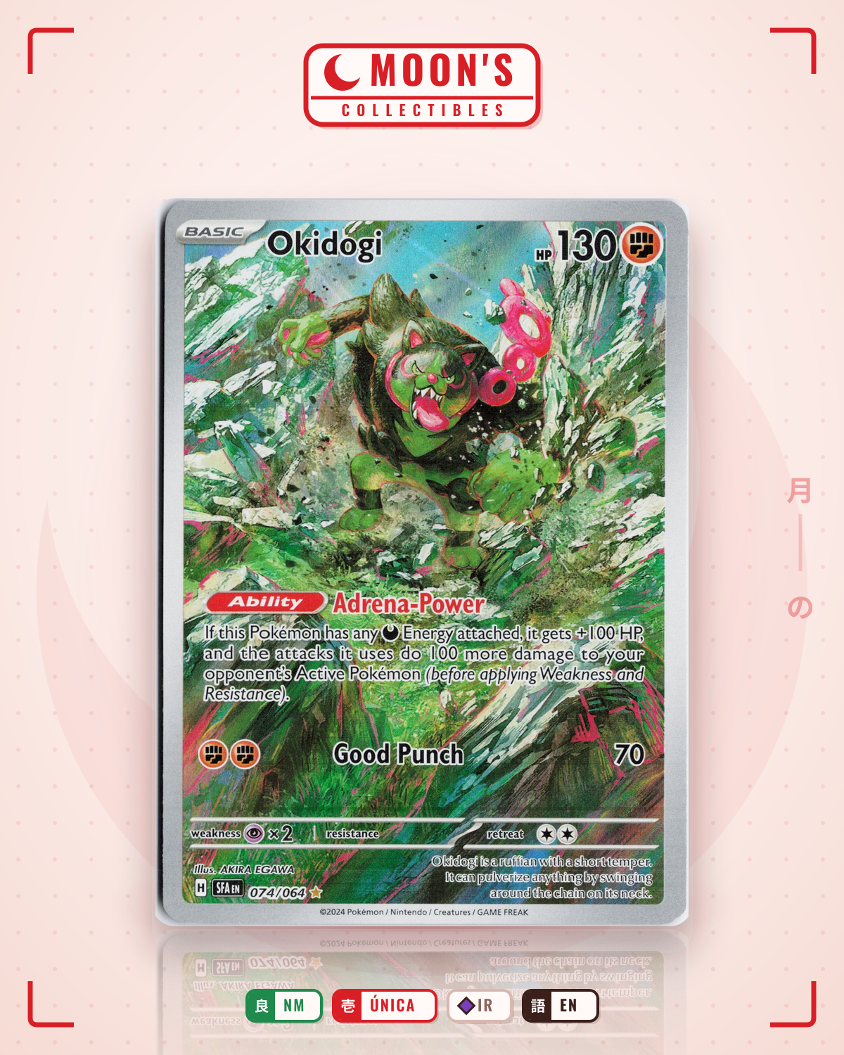 Carta Pokémon Okidogi · Shrouded Fable #074/064 (NM) — pieza única en Moon's Collectibles México