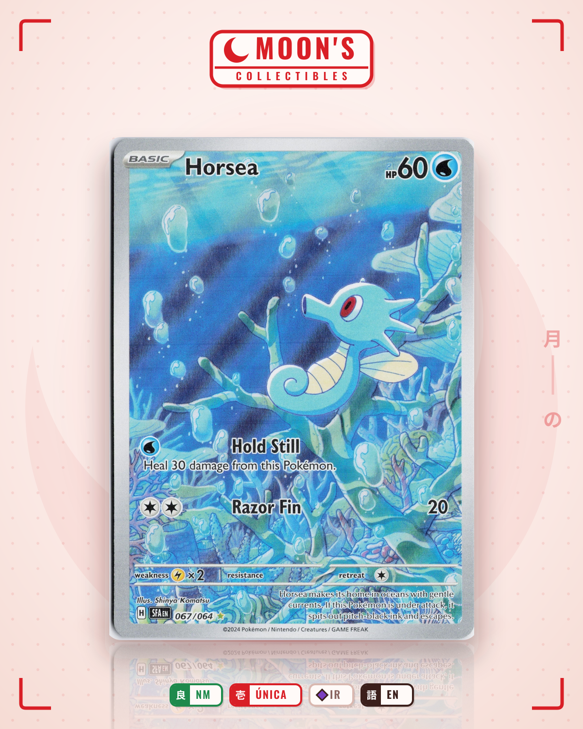 Carta Pokémon Horsea · Shrouded Fable #067/064 (NM) — pieza única en Moon's Collectibles México