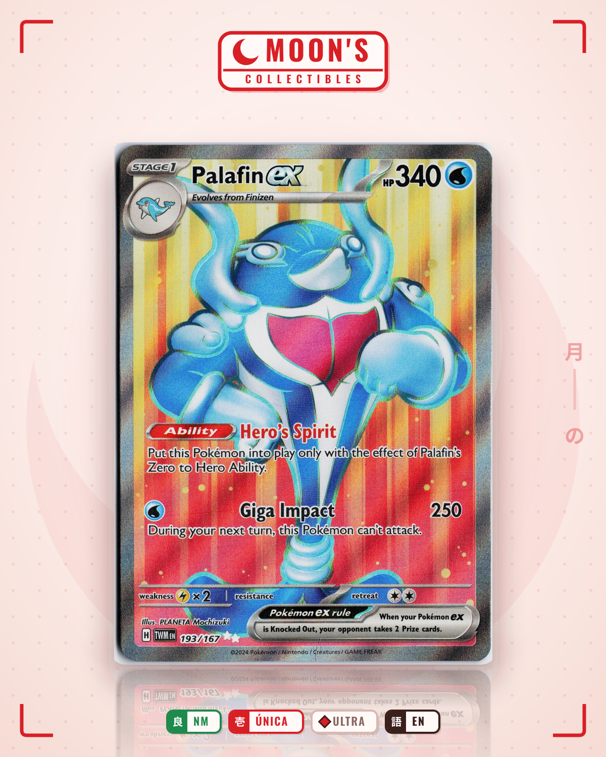Carta Pokémon Palafin ex · Twilight Masquerade #193/167 (NM) — pieza única en Moon's Collectibles México